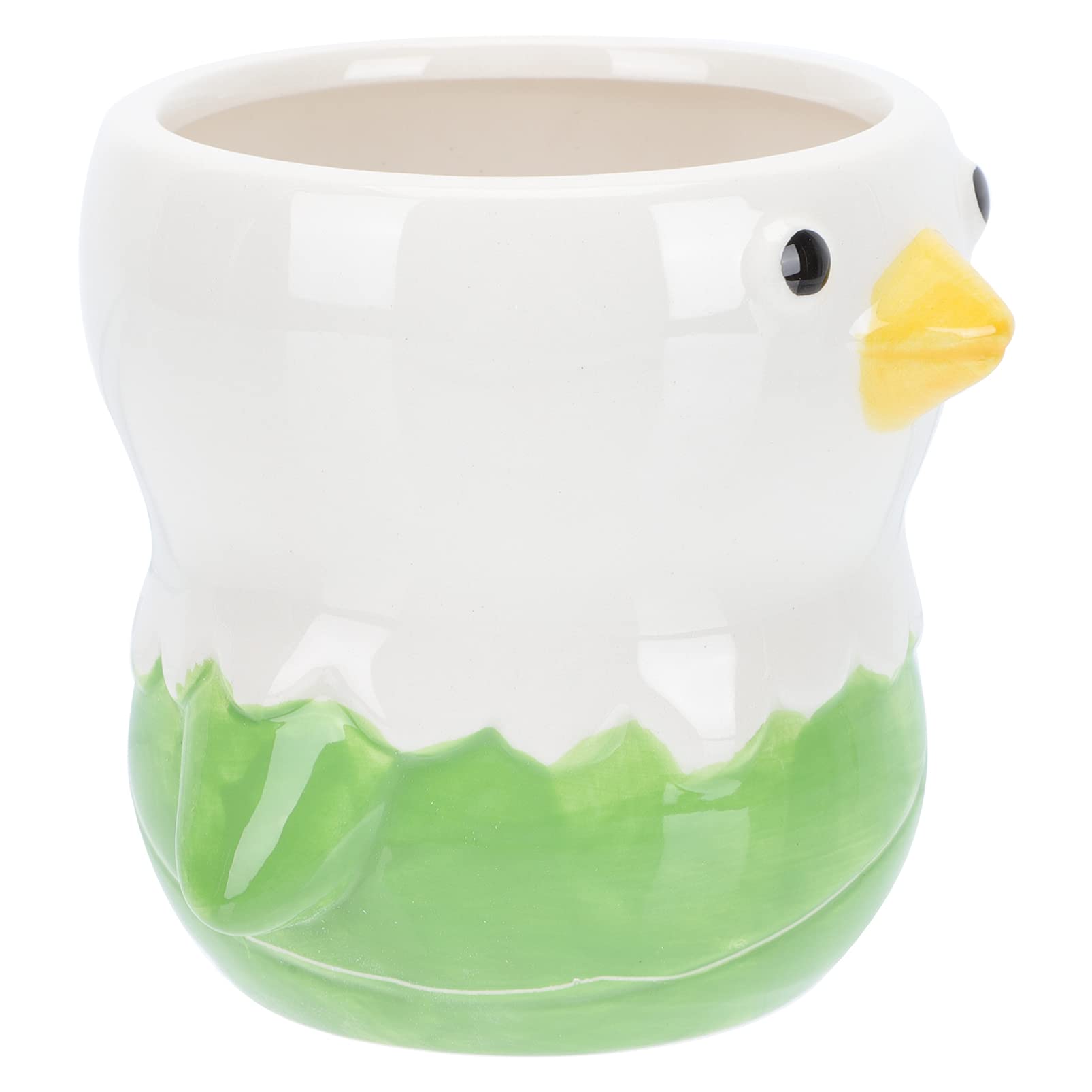 Minkissy Clear Plastic Storage Box with Ceramic Pen Holder - Cartoon Animal Chicken Design for Office, Home & Art Supplies - Desk Organizer for Makeup Brushes, Pencils & Cosmetics | Perfect for Workspace, Vanity & School Supplies Organization