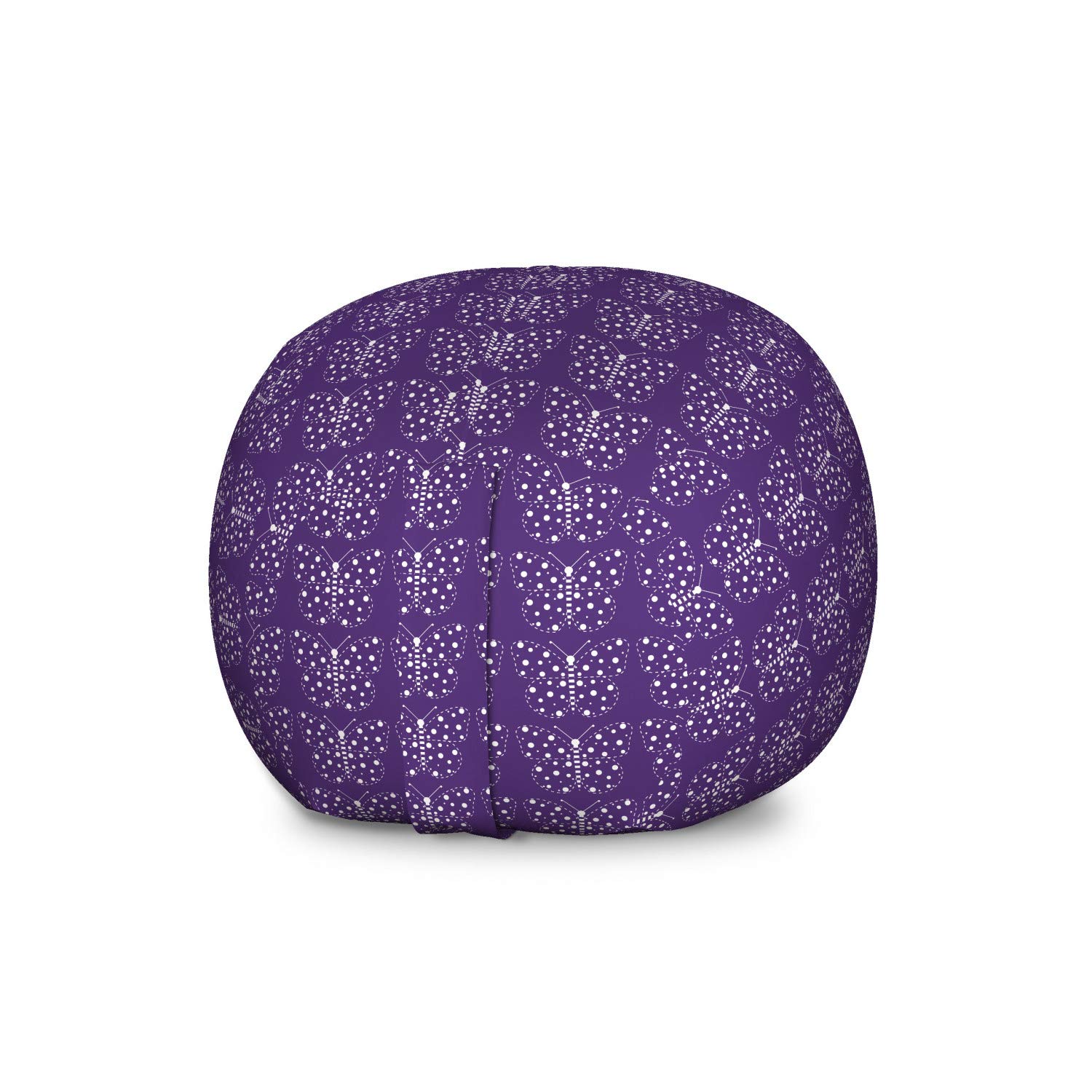 Ambesonne Large Butterfly Toy Storage Bag Chair - Abstract Violet Polka Dot Stuffed Animal Organizer, Washable Fabric for Kids Room, Nursery, Playroom - Quartz & White