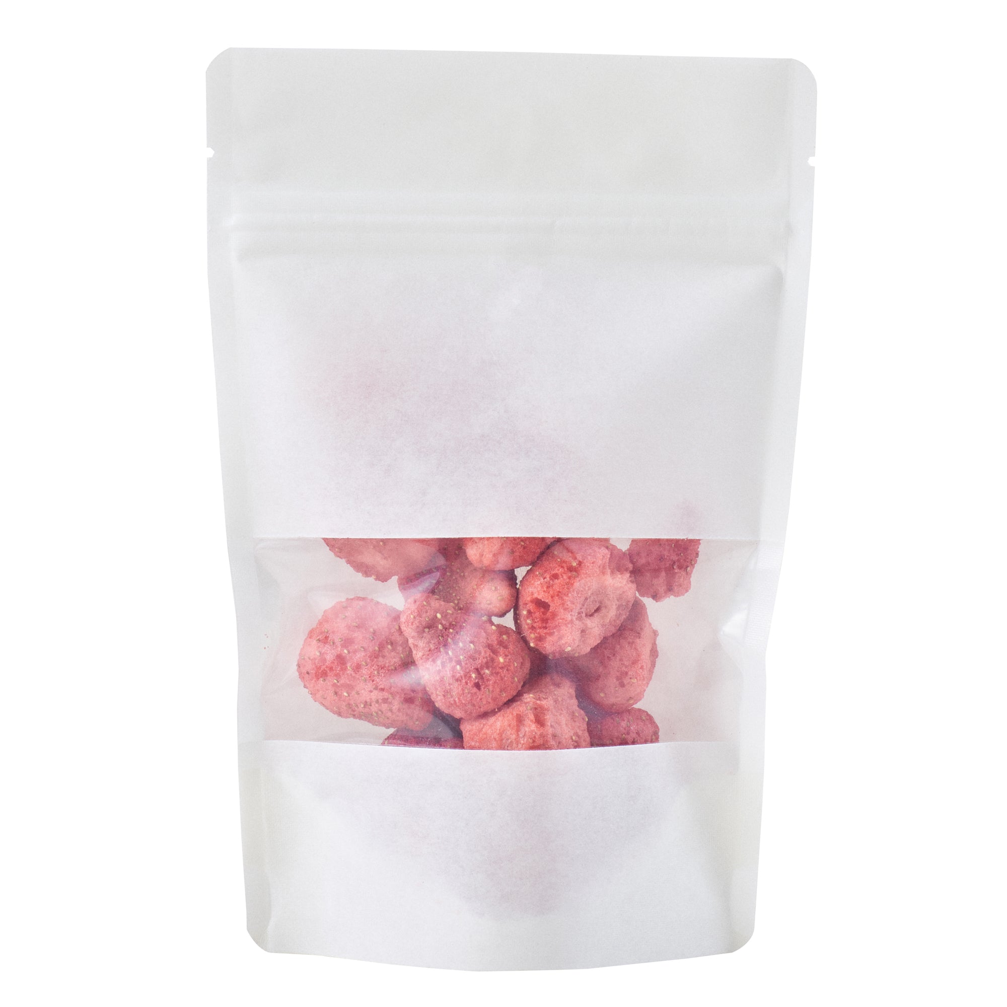 White Plastic Small Window Bags with Heat Seal - 7 x 4.75 x 1.5 Inches (100 Count) for Food Packaging, Retail Display & Organizing Small Items