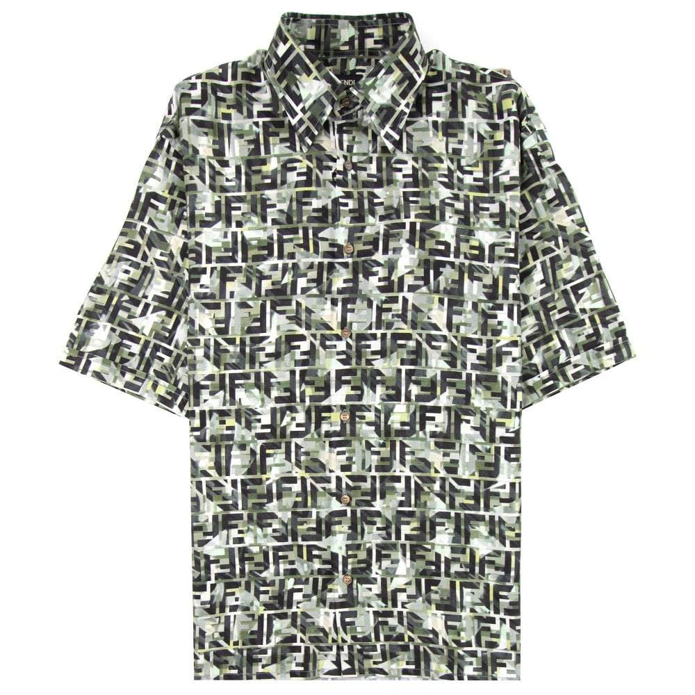 Fendi Camouflage FF Print Shirt for Men | Luxury Designer Casual Wear | Perfect for Street Style & Night Out