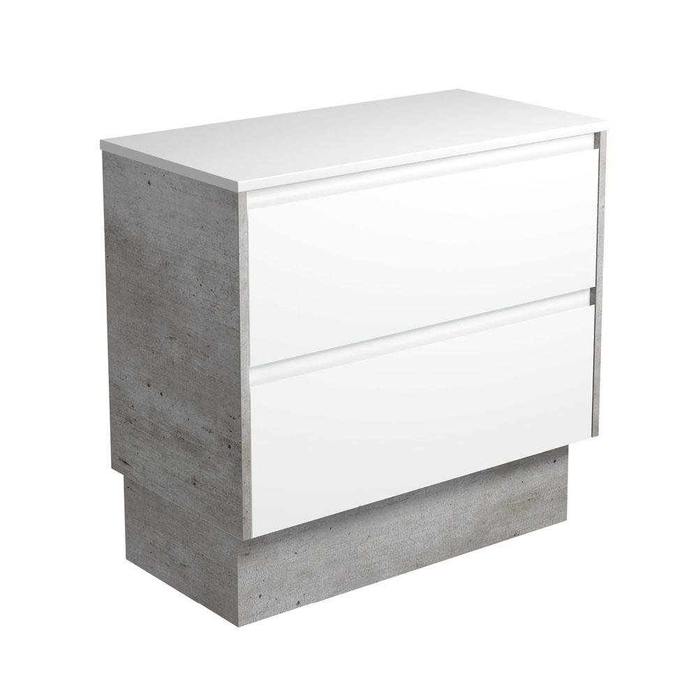 Fienza 90BWXK Amato 900 Industrial Kickboard Cabinet - Satin White, Cabinet Only | Perfect for Kitchen, Bathroom & Office Storage Organization