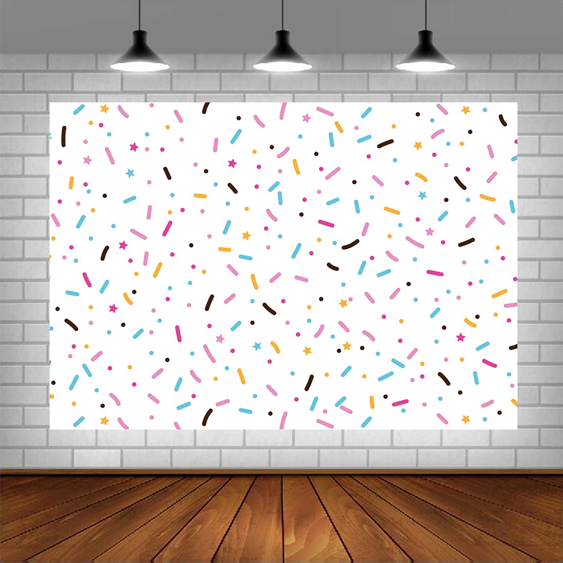 Lofaris White Vinyl Donut Backdrop 5x3ft - Baby Shower & Kids Party Decor