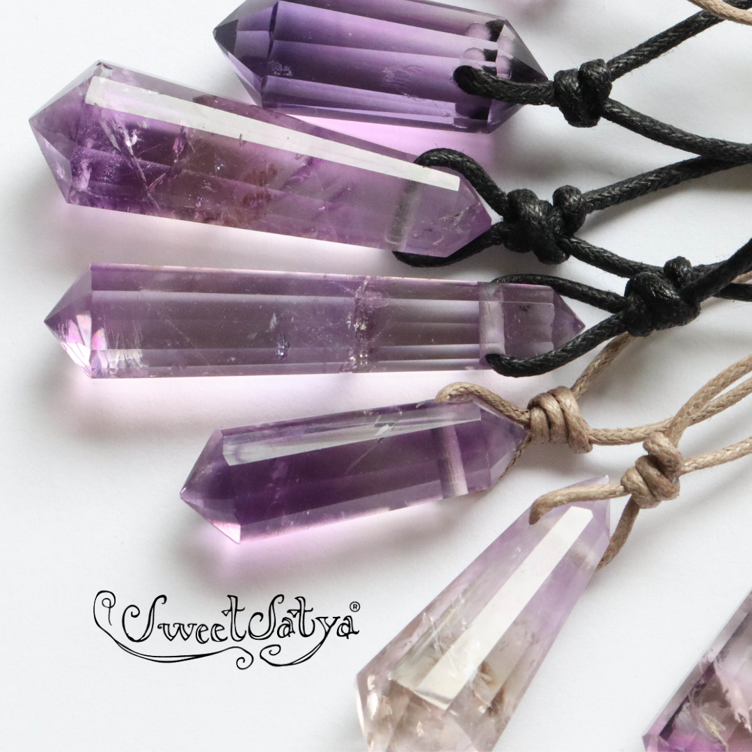 Natural Amethyst Vogel Pendant Necklace - Healing Crystal Jewelry for Women - Perfect for Meditation, Yoga & Spiritual Gifts