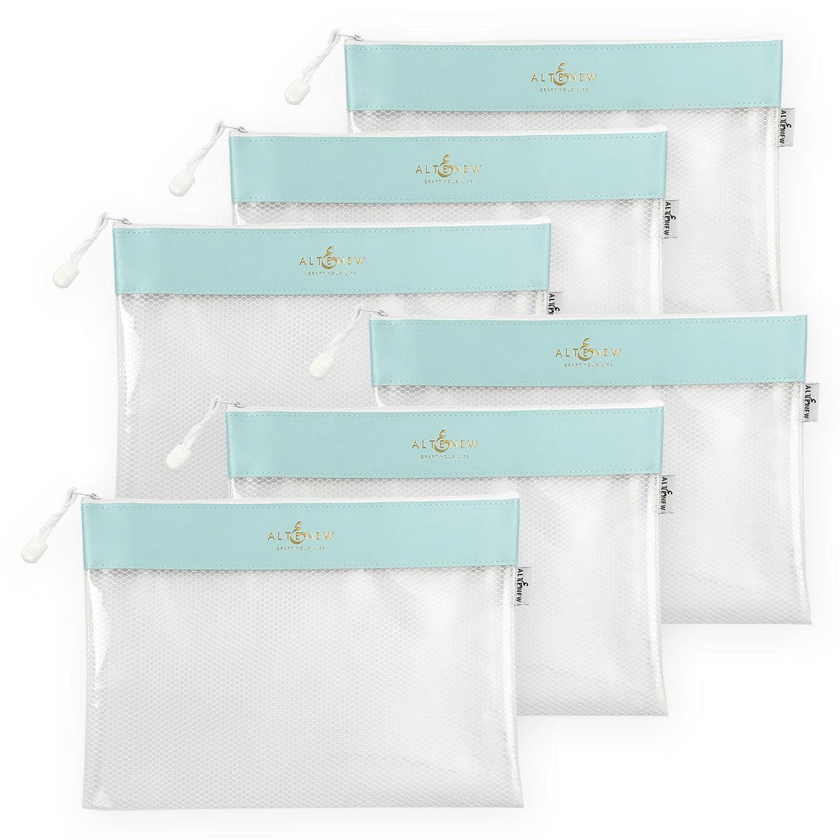 6-Pack Blue Zip & Stash Pouches - Waterproof & Durable Storage Bags for Travel, Camping, and Organizing Small Items