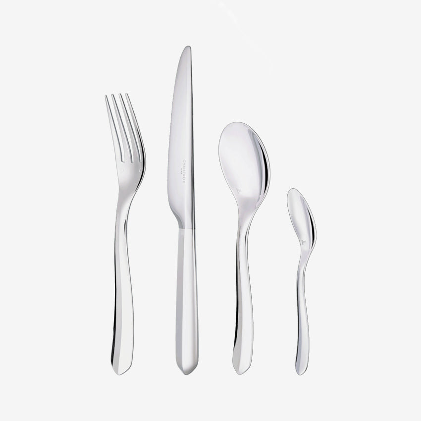 Christofle Silver Plated Flatware Set - 24-Piece Luxury Cutlery Set for Fine Dining & Special Occasions
