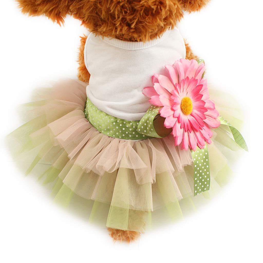 UXZDX CUJUX Sunflower Dog Dress - Princess Pet Clothing for Small, Medium, Large & X-Large Dogs - Cute Floral Dog Outfit for Parties, Photos & Special Occasions