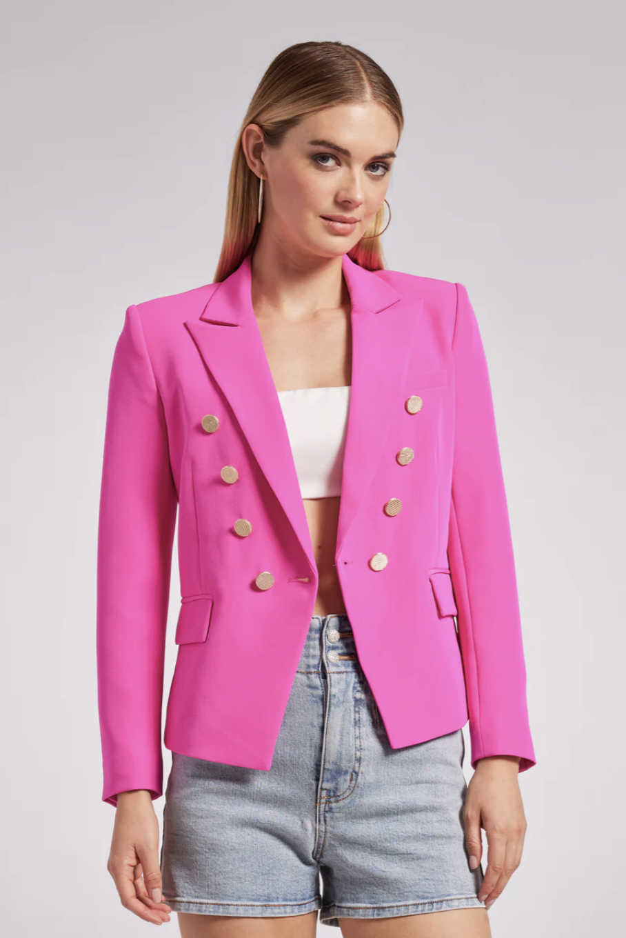 Amelia Crepe Blazer for Women - Elegant Magenta Blazer Jacket for Office, Business & Formal Occasions