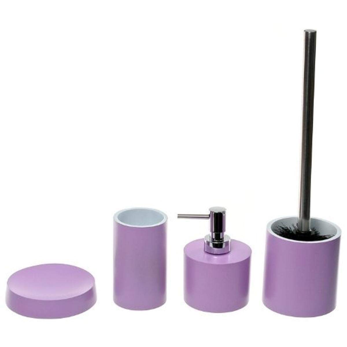Gedy YU181-79 Premium Yucca Bathroom Accessory Set in Lilac - 5-Piece Modern Vanity Organizer for Soap Dispenser, Toothbrush Holder, Tumbler & More - Perfect for Bathroom Decor, Housewarming Gift & Spa Retreat