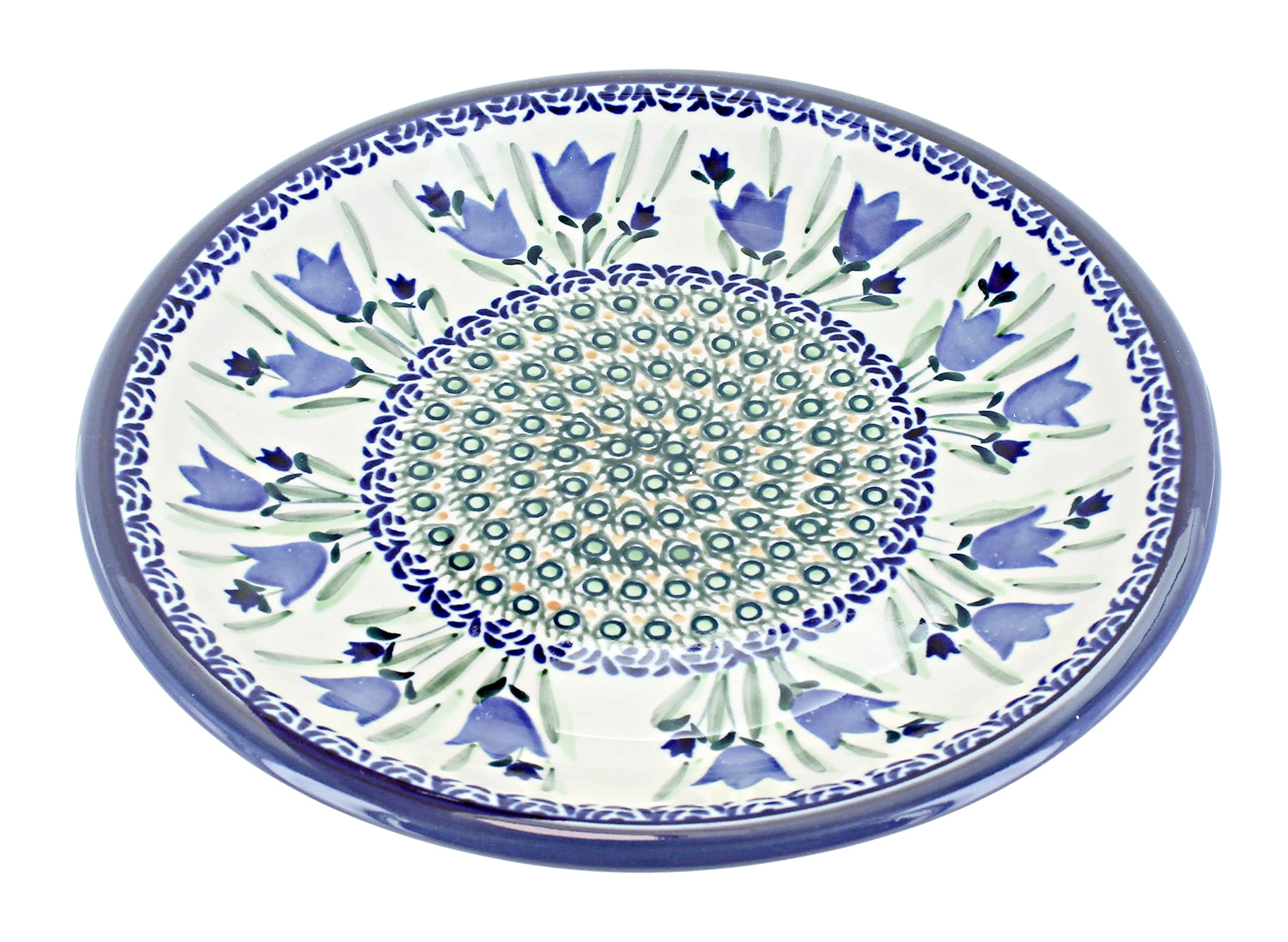 Handmade Blue Rose Polish Pottery Blue Tulip Small Dinner Plate - Elegant Ceramic Dish for Dining, Decor & Gift Giving