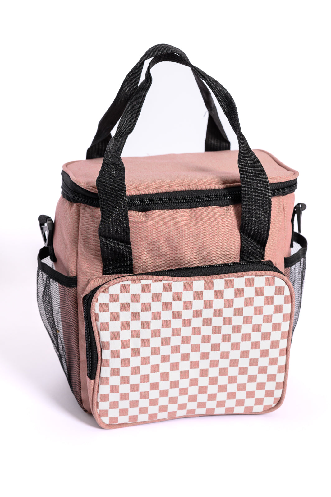 Pink Insulated Checked Tote Bag for Women - Travel, Gym & Work - Leakproof Cooler Tote with Reinforced Handles for Commuting, Beach & Shopping