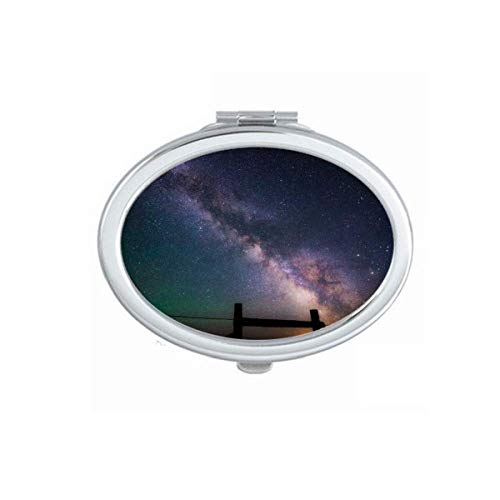 DIYthinker Purple Dark Stars Galaxy Art Deco Hand Mirror - Portable Folding Double-Sided Makeup Mirror with Case, Perfect for Travel, Vanity & Gift Giving