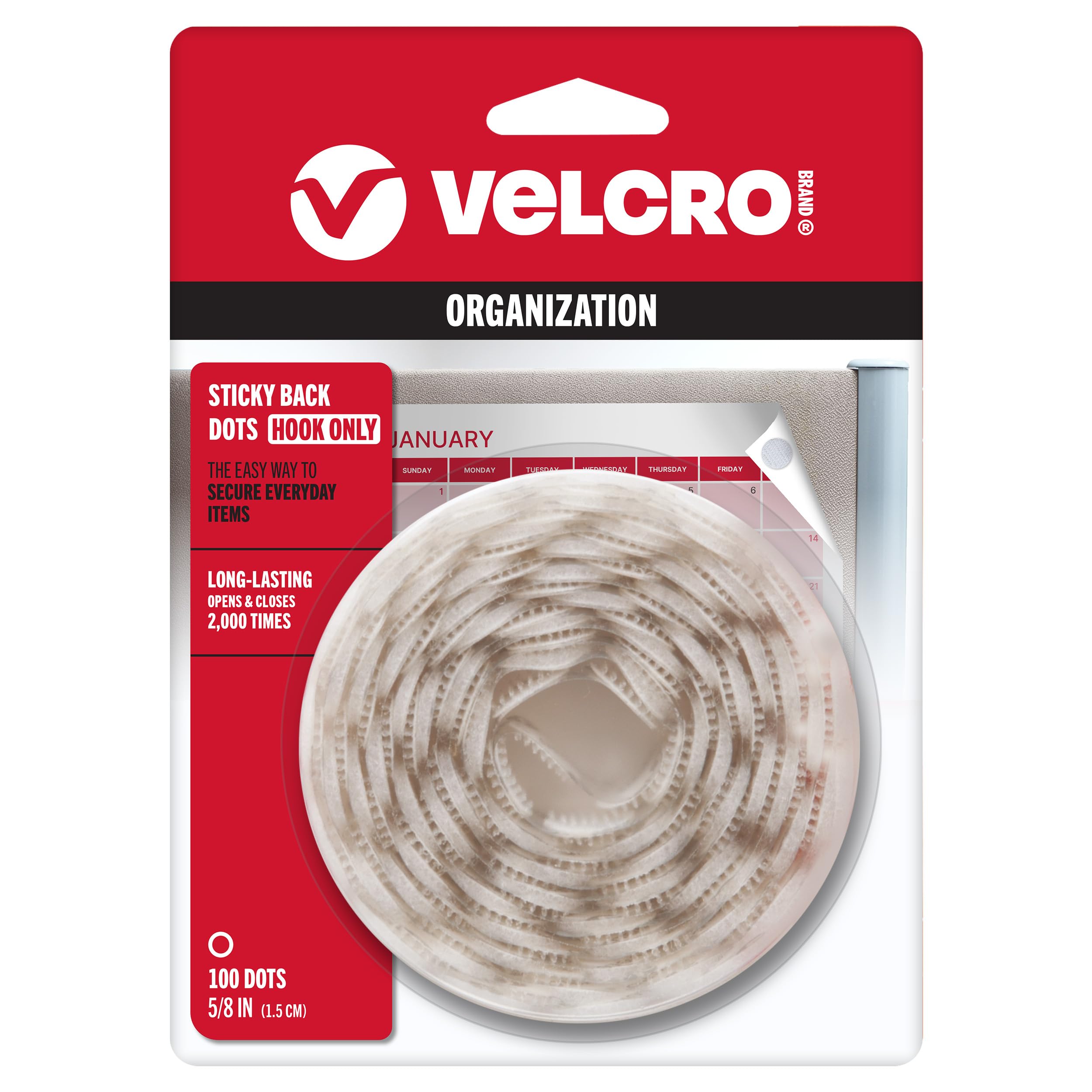 VELCRO Brand - Sticky Back Hook Fasteners, 5/8 Inch Coins, Pack of 100, White | Strong Adhesive Backing for DIY Projects | Perfect for Home Organization, Office Supplies & Crafting
