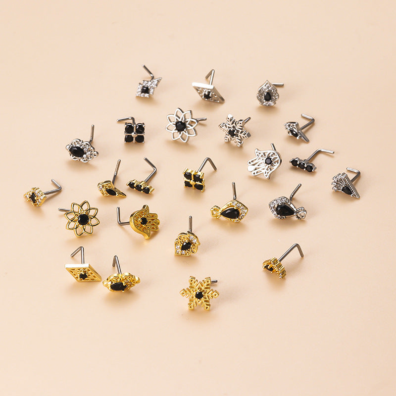 20G Hamsha Straight Nose Screw - Stainless Steel Body Piercing Jewelry for Cartilage, Nose, and Ear - Perfect for Everyday Wear and Special Occasions