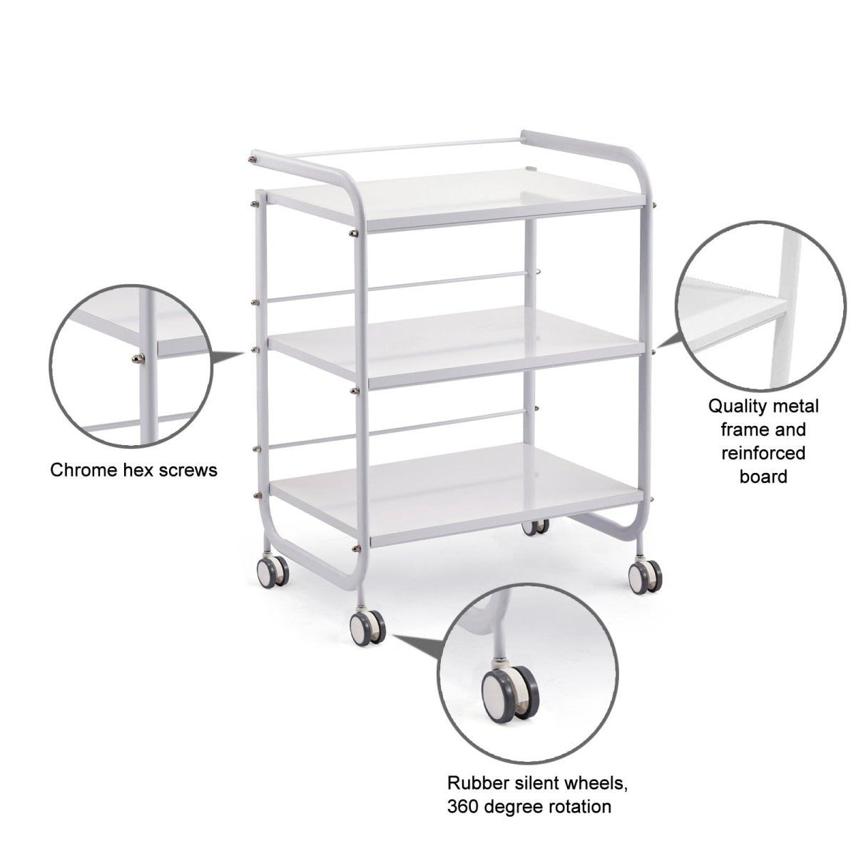 ST421 Beauty Metal Frame 3-Tier Rolling Cart - Perfect for Bathroom, Kitchen, or Office Storage & Organization