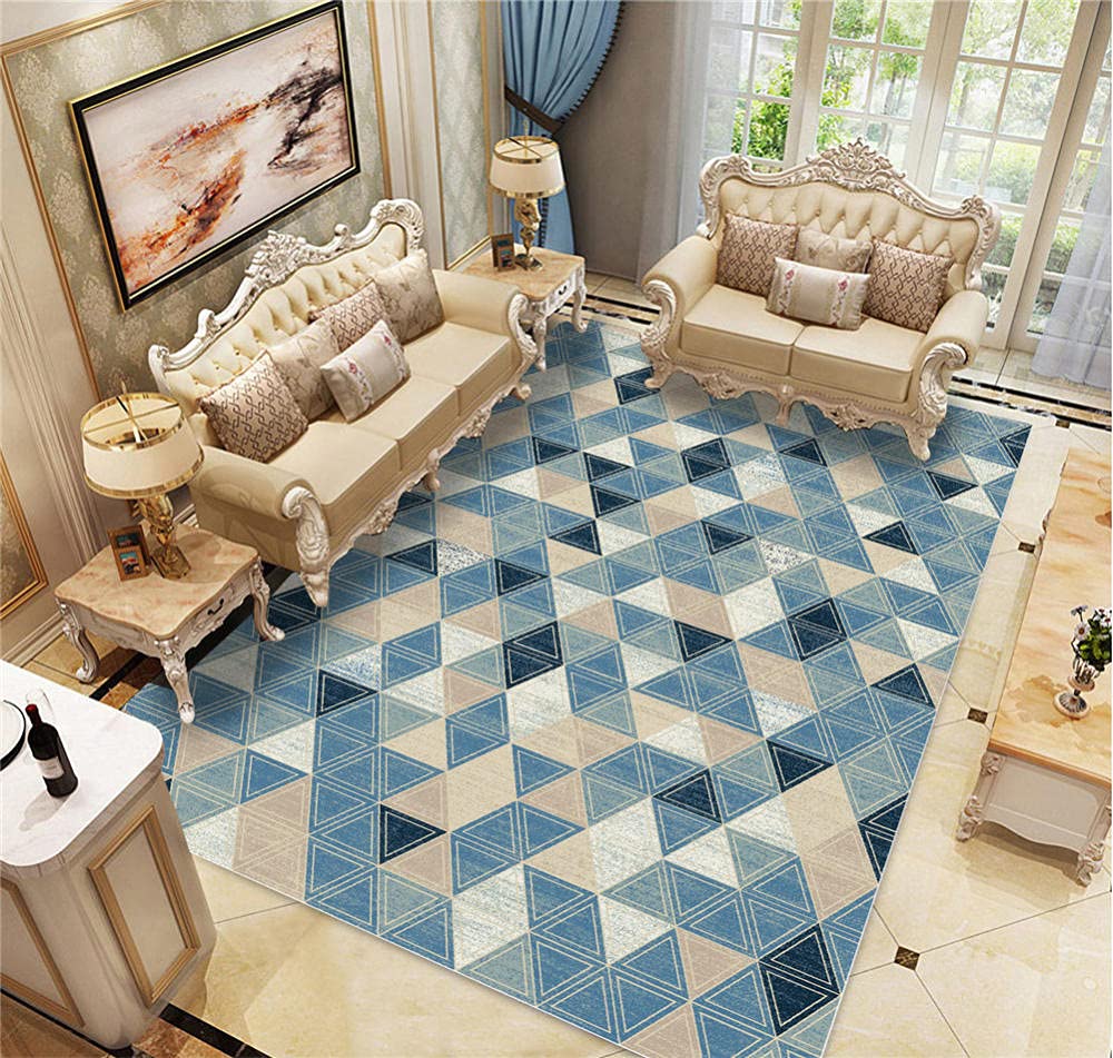 6' x 9' Non-Slip Washable Area Rug - Dark Light Blue Rectangular Carpet for Living Room, Bedroom, Kitchen & Outdoor Use | Home Decor Floor Mat Z1626