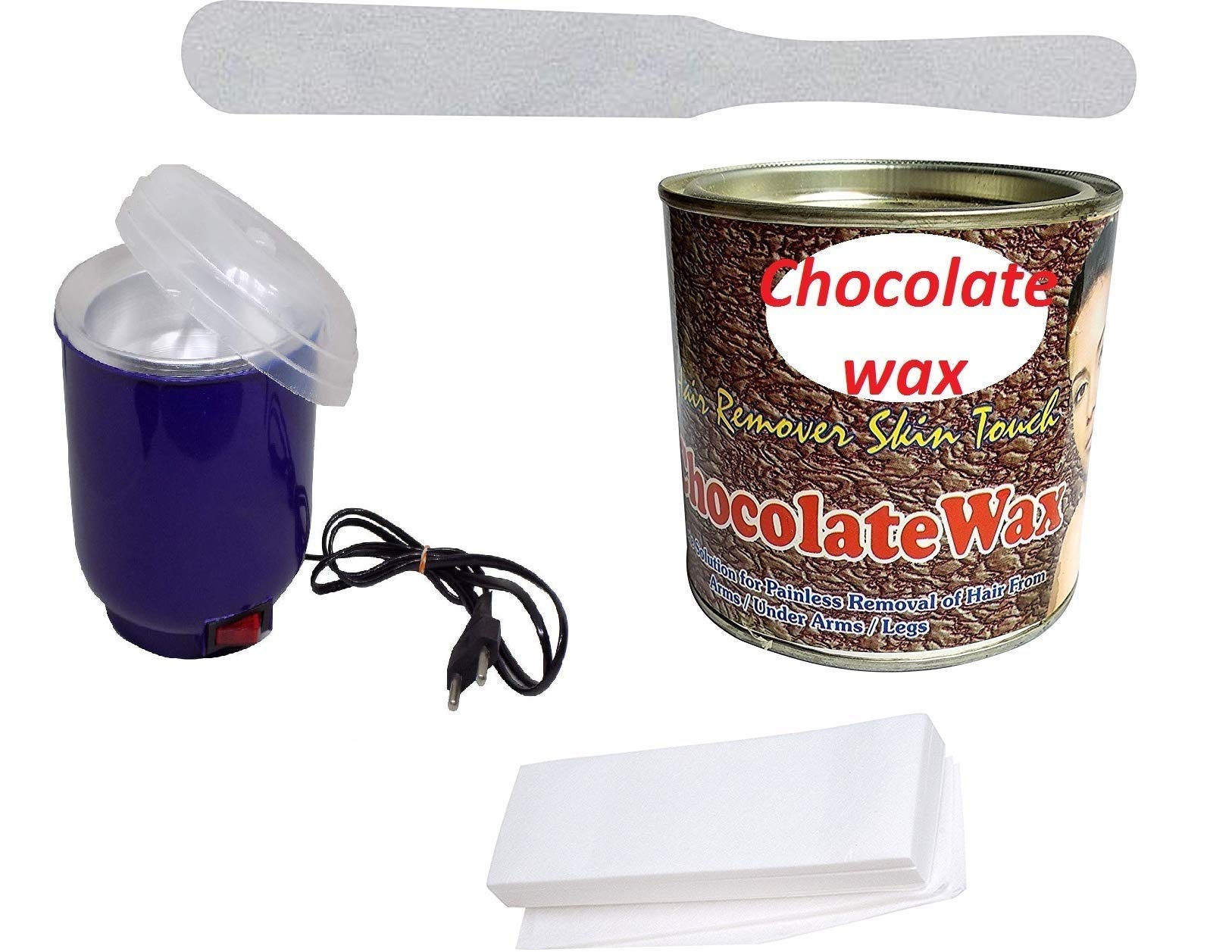 Professional Wax Heater Machine Kit - 600g Hot Chocolate Wax Cream, 40 Wax Strips & Knife - Hair Removal for Women & Men - At-Home & Salon Waxing for Legs, Face, Bikini & Body