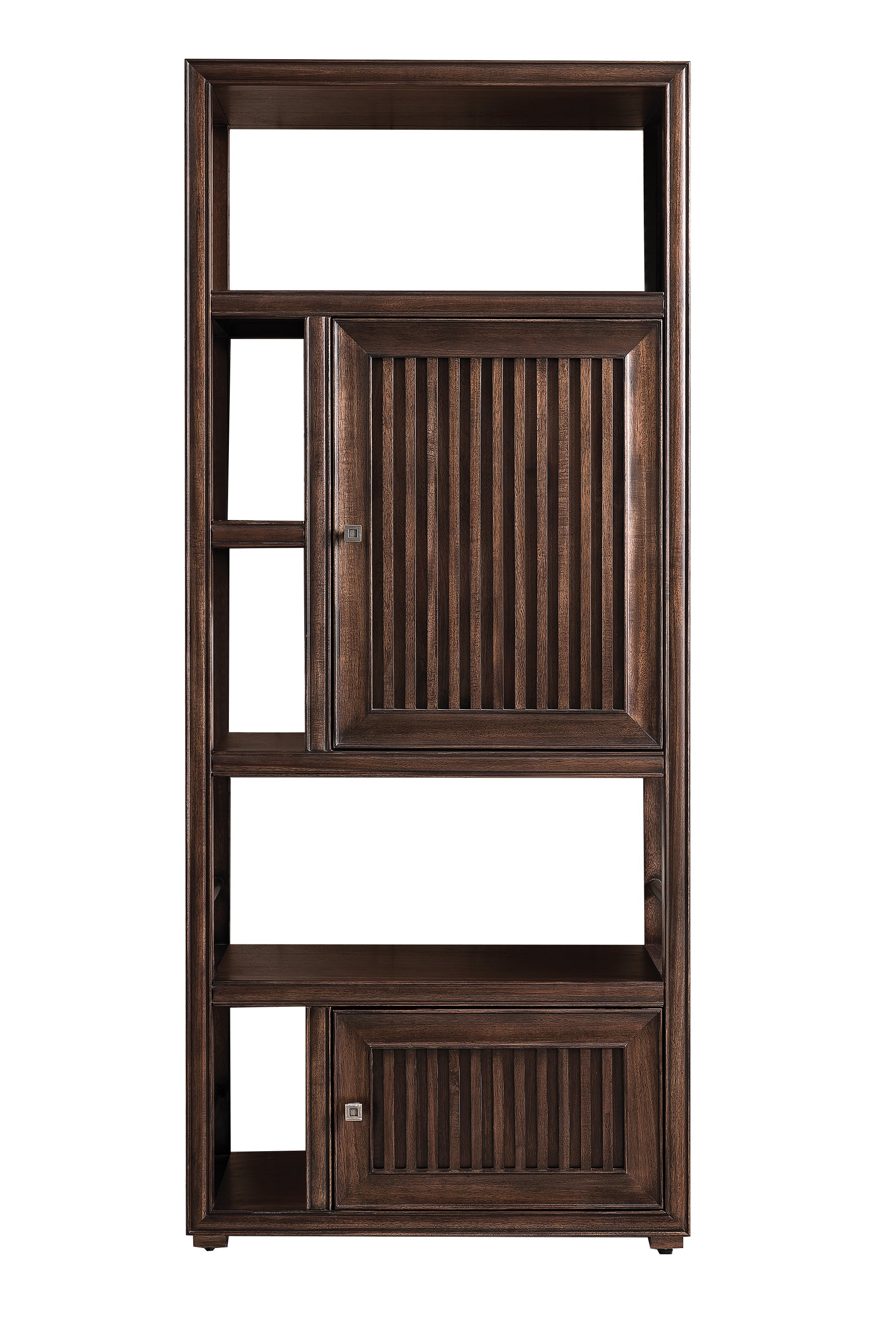 Mid Century Acacia Wood Double-Sided Bookcase & Linen Cabinet - Athens 30