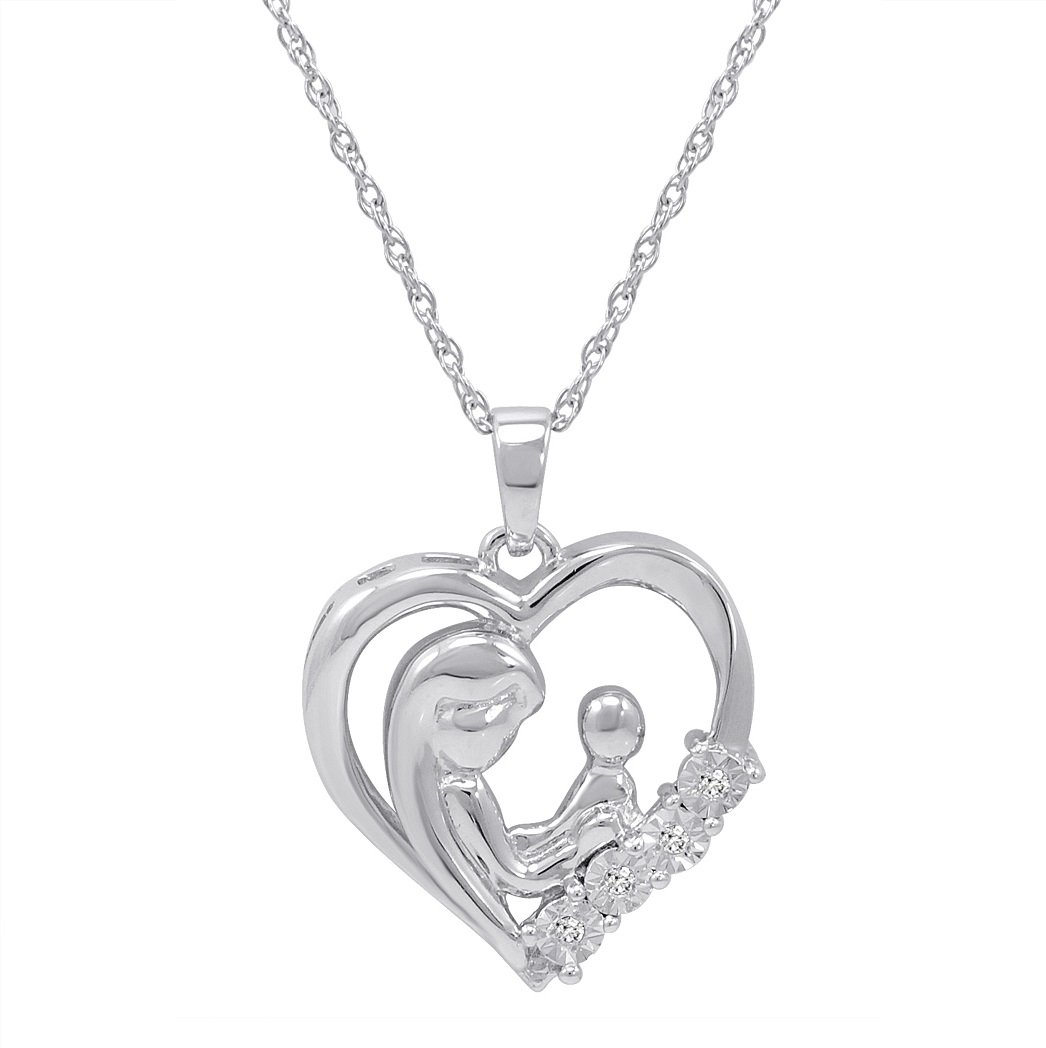 Sterling Silver Diamond Heart Pendant Necklace for Women - Elegant Mother's Day Gift for Mom, Wife, Grandma | Perfect for Anniversaries, Birthdays & Special Occasions