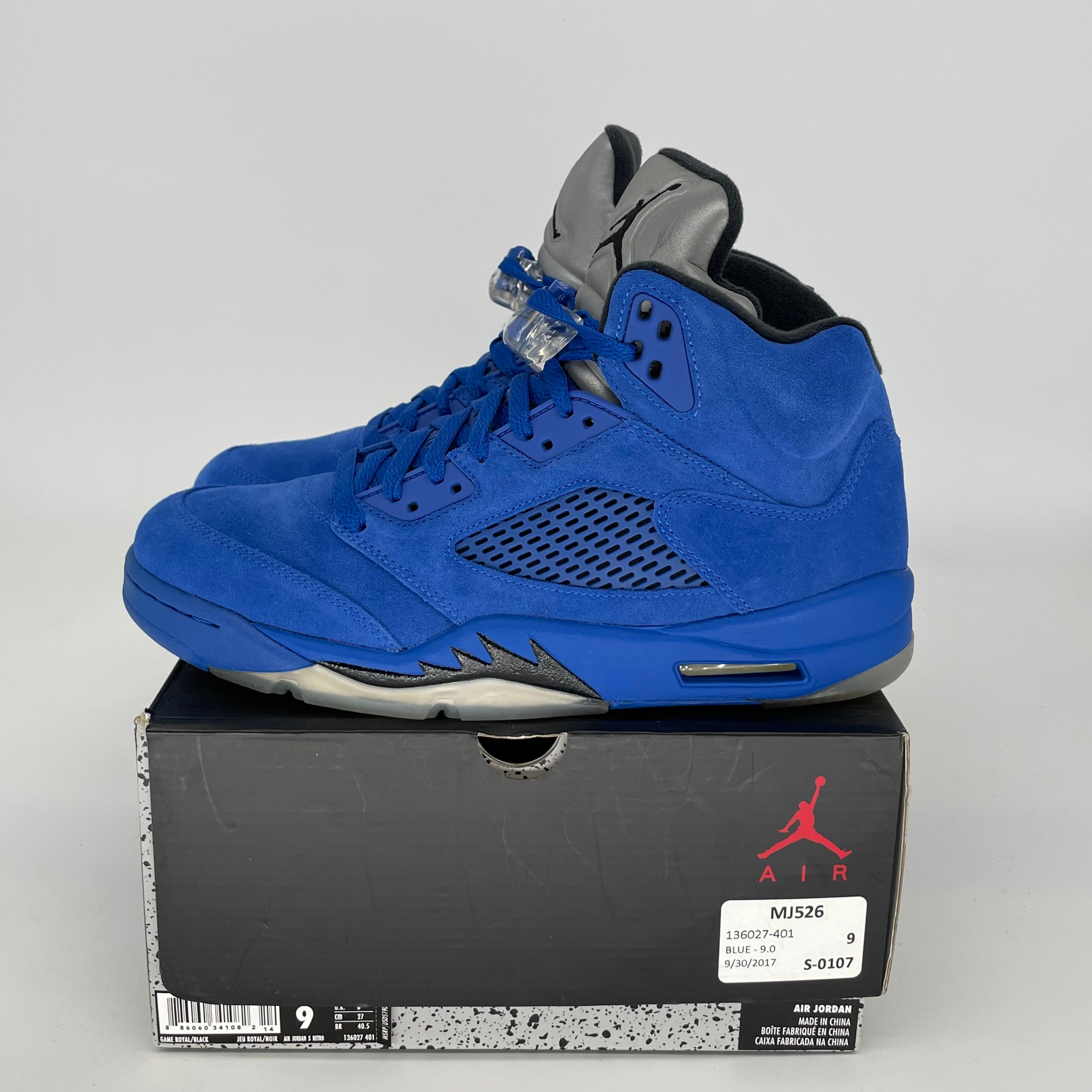AIR JORDAN 4 Retro Blue Suede Men's Basketball Shoes Size 9 - Authentic Sneakers for Running, Gym & Streetwear Fashion (Style Code: 136027-401)