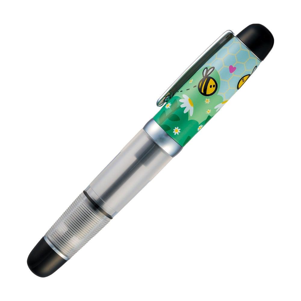Opus 88 × Doodles Damari Outdoor Series Busy Bee Fountain Pen - Premium Japanese Eyedropper Fountain Pen for Writing, Sketching & Journaling - Perfect Gift for Artists, Writers & Pen Enthusiasts