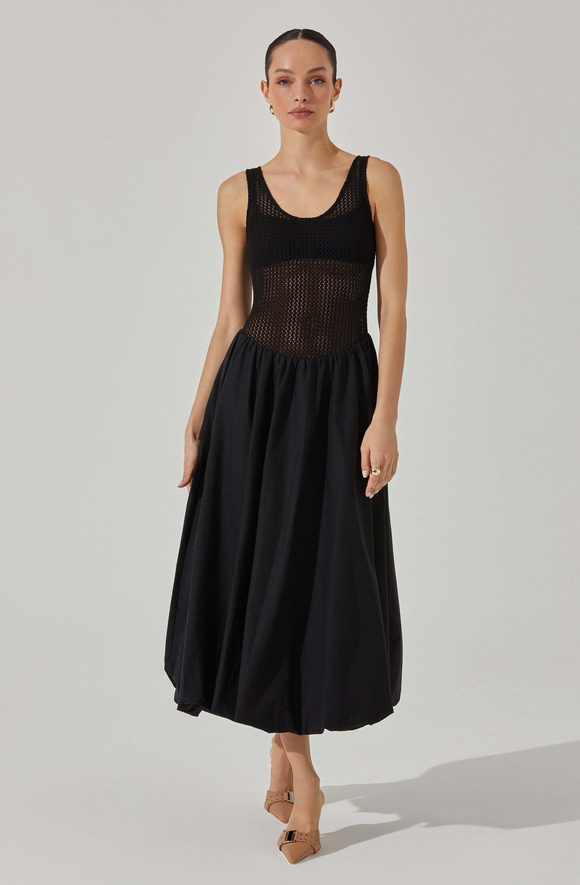 Stylish Contrast Bubble Hem Midi Dress for Women - Flowy Summer Dress for Casual Outings, Date Nights & Beach Vacations