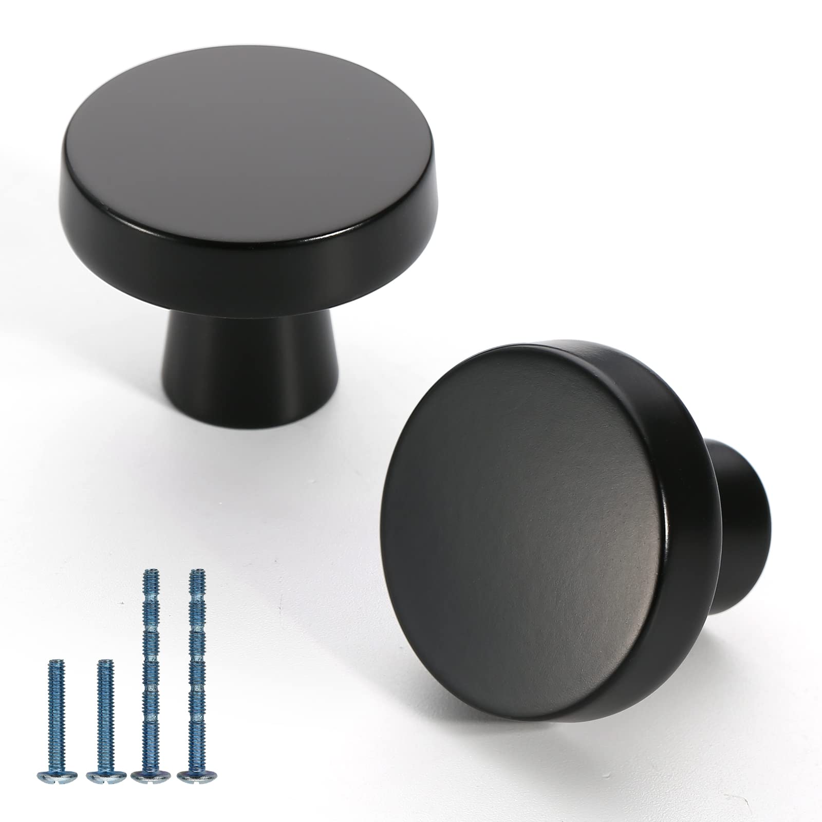 ELEBUILD 5 Pack Matte Black Cabinet Knobs - Modern Round Solid Dresser Knobs for Kitchen Cabinets, Cupboards, Closets & Drawers - Perfect for Home, Office & DIY Furniture Upgrade