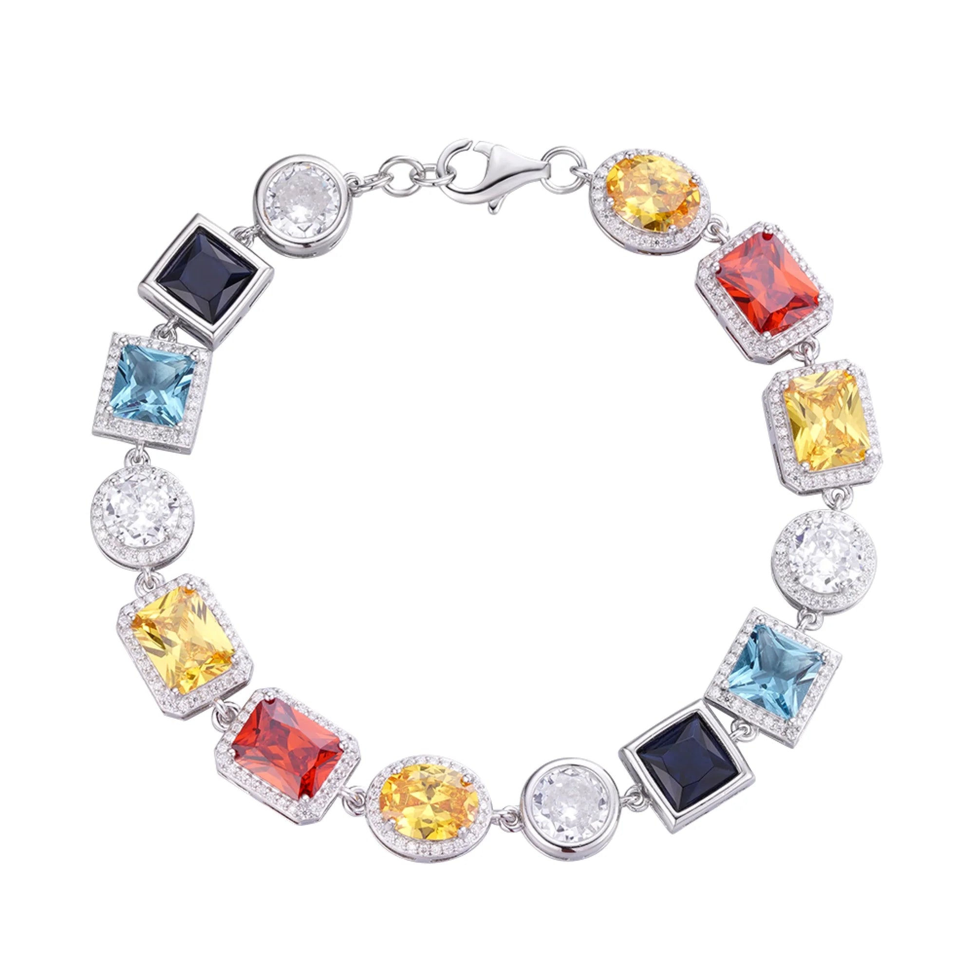 Moissanite Color Stone Bracelet for Women - 925 Sterling Silver Adjustable 8 Inch - Perfect for Weddings, Parties & Everyday Elegance