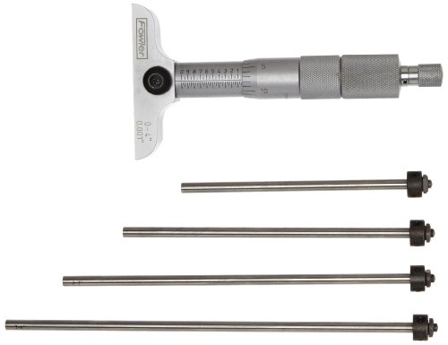 Fowler 52-225-110-0 Vernier Depth Micrometer 0-4 Inch Precision Measuring Tool for Metalworking, Woodworking & Engineering Applications