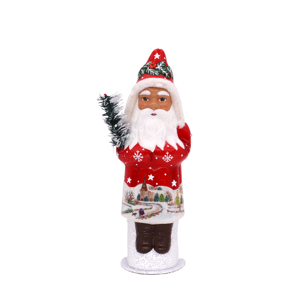 Santa Claus in Red & White Winter Coat - Festive Christmas Costume for Holiday Parties & Decorations