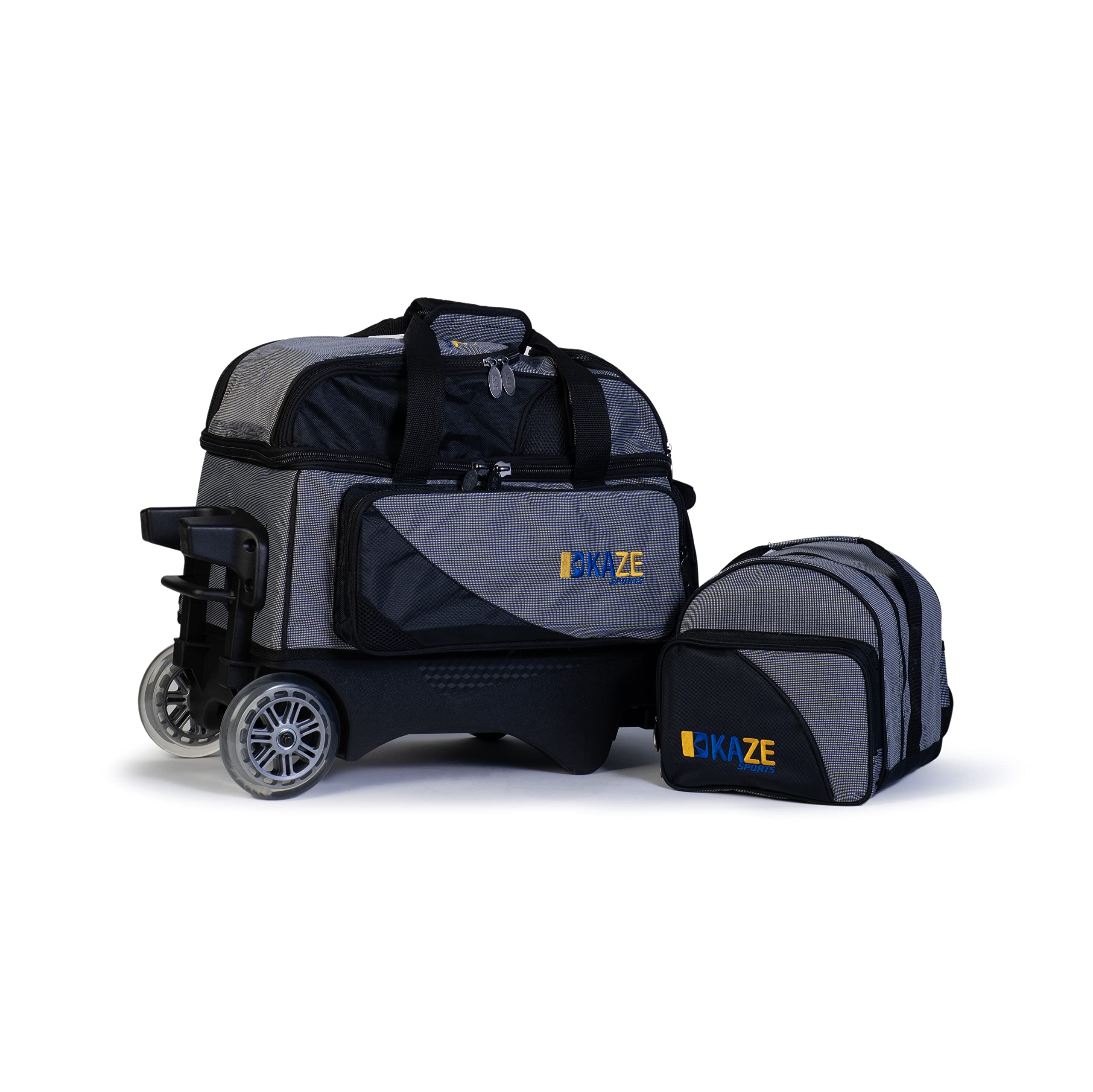 KAZE SPORTS 2 Ball Bowling Roller Bag with 1 Ball Color Matching Tote - Durable Bowling Accessories for League Play & Practice - Perfect for Bowling Enthusiasts & Tournament Players
