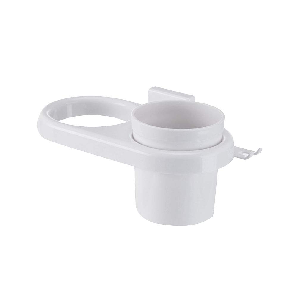 Amosfun Bathroom Wall Mount Hair Dryer Holder with Cup Rack - No Drill Installation, Space Saving Organizer for Bathroom, Kitchen, Bedroom (White) - Perfect for Small Spaces, Apartments & Dorm Rooms