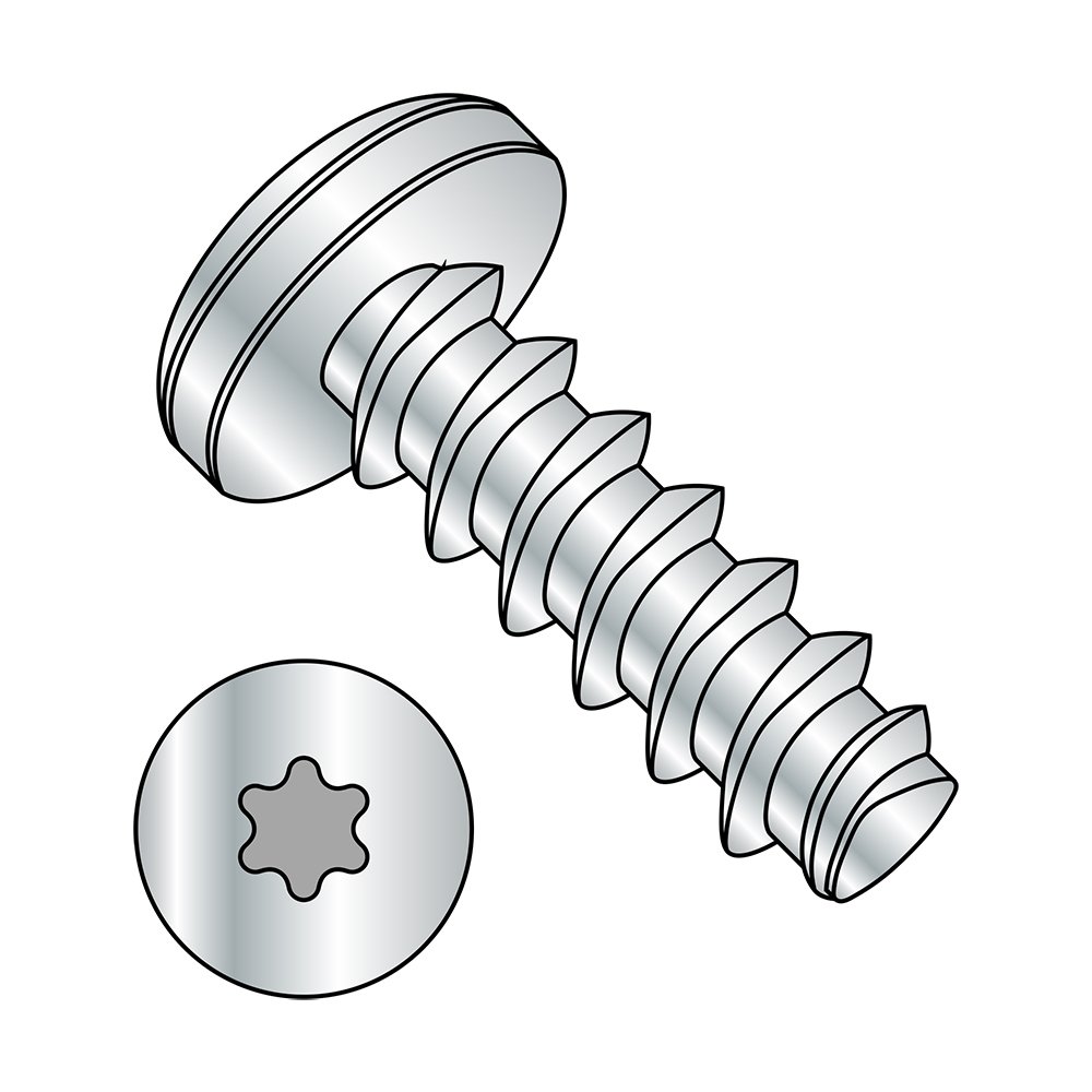 Small Parts 0820LTP #8-16 Steel Thread Rolling Screw, Zinc Plated Pan Head Star Drive, 1-1/4