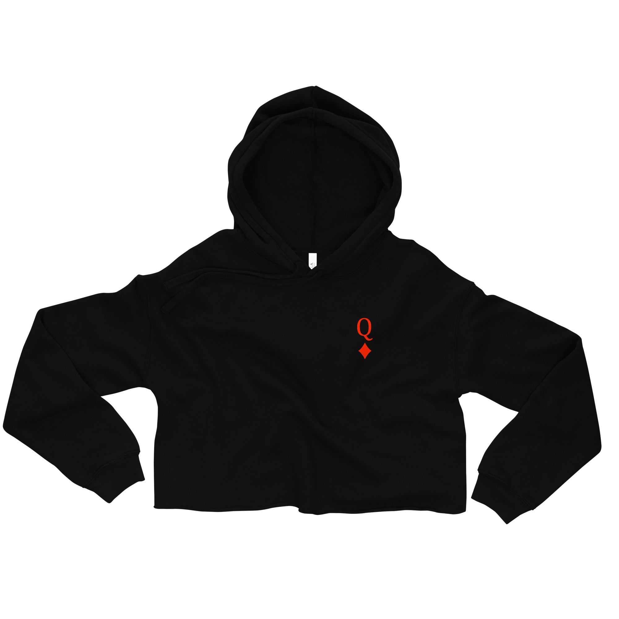 Queen of Diamonds Crop Hoodie - Women's Fashion Streetwear Sweatshirt for Casual Outfits & Trendy Looks | Perfect for Parties, Concerts & Everyday Wear