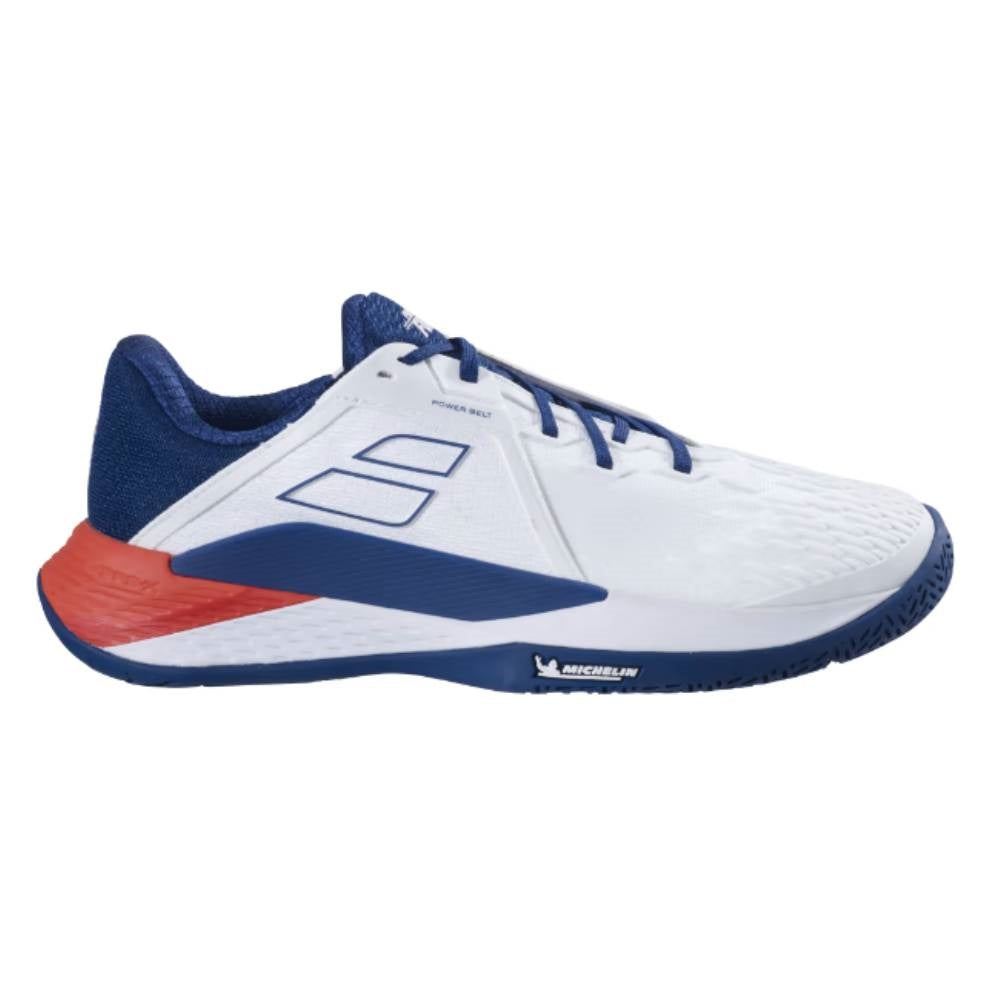 Babolat Propulse Fury 3 AC Men's Tennis Shoes - White & Blue | High-Performance Court Shoes for Competitive Play & Training | Perfect for Hard Court Matches & Tennis Practice Sessions