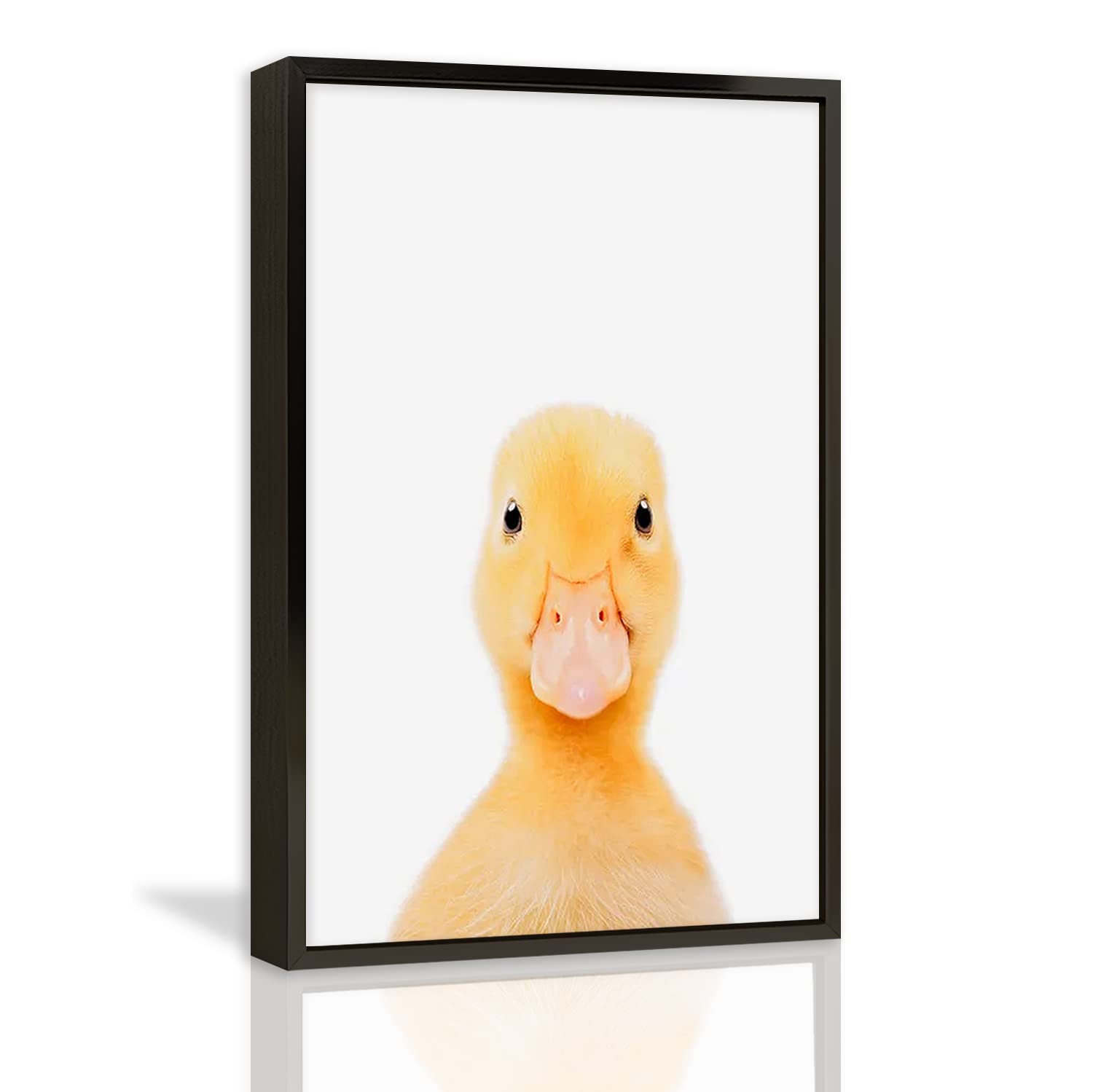 Modern Abstract Yellow Duck Canvas Wall Art - 24x36 Inch Black Framed Oil Painting for Home & Office Decor - Perfect for Living Room, Bedroom, or Workspace | Ready to Hang Panther Print Aluminum Frame