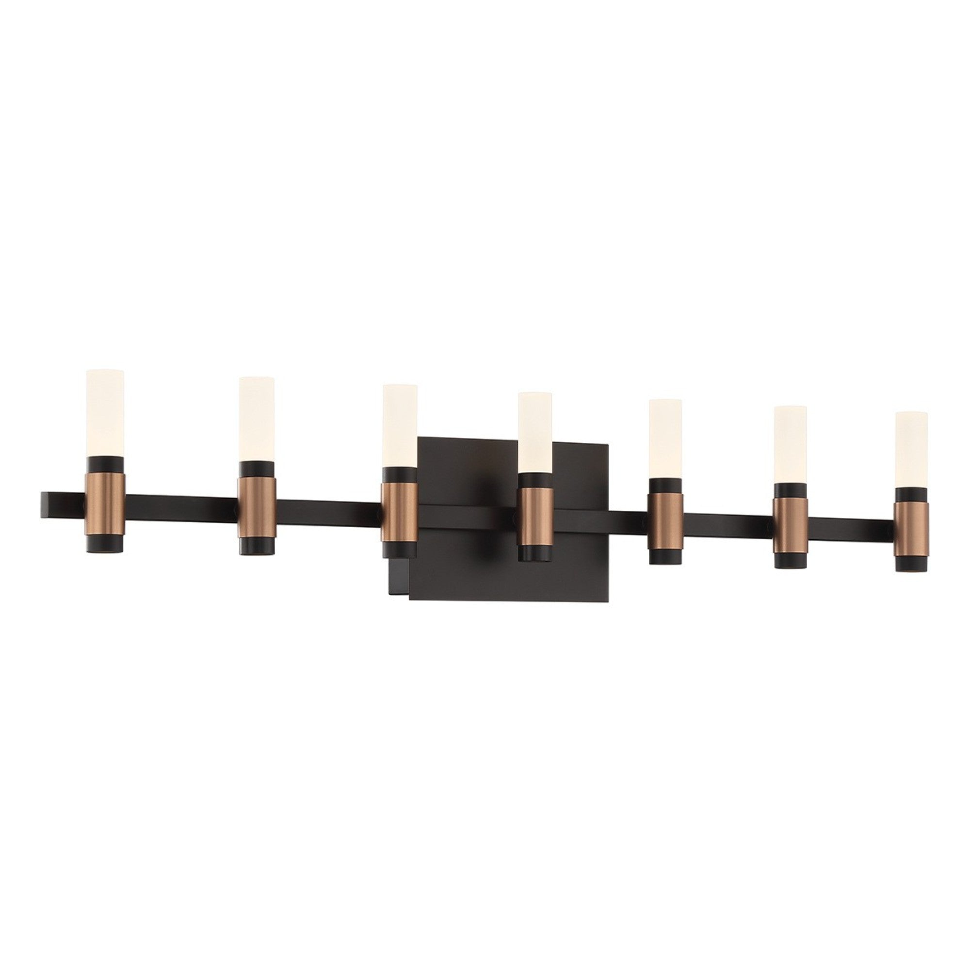 Albany 7-Light 32-LED Vanity Mirror with Black & Brass Finish - Perfect for Bathroom Makeup & Dressing Room Lighting