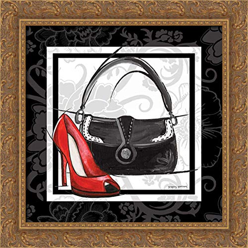 Gorham Gregory 28x28 Gold Ornate Framed Canvas Art Print - Purse and Shoe II Wall Decor for Living Room, Bedroom & Office | Fashion Inspired Home Artwork