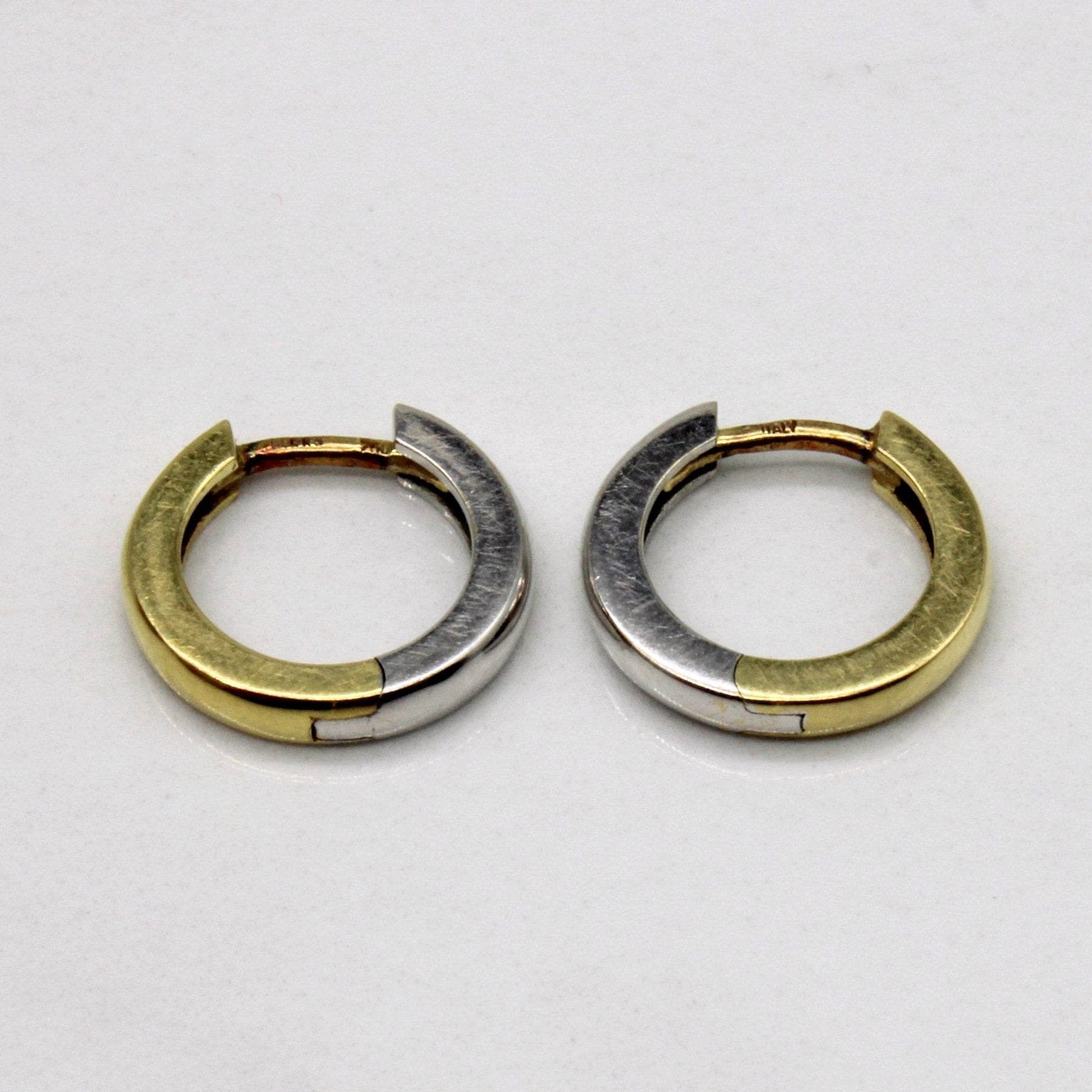 18k Two Tone Gold Hoop Earrings for Women | Luxury Dainty Huggie Earrings | Perfect for Everyday Wear, Date Night & Special Occasions