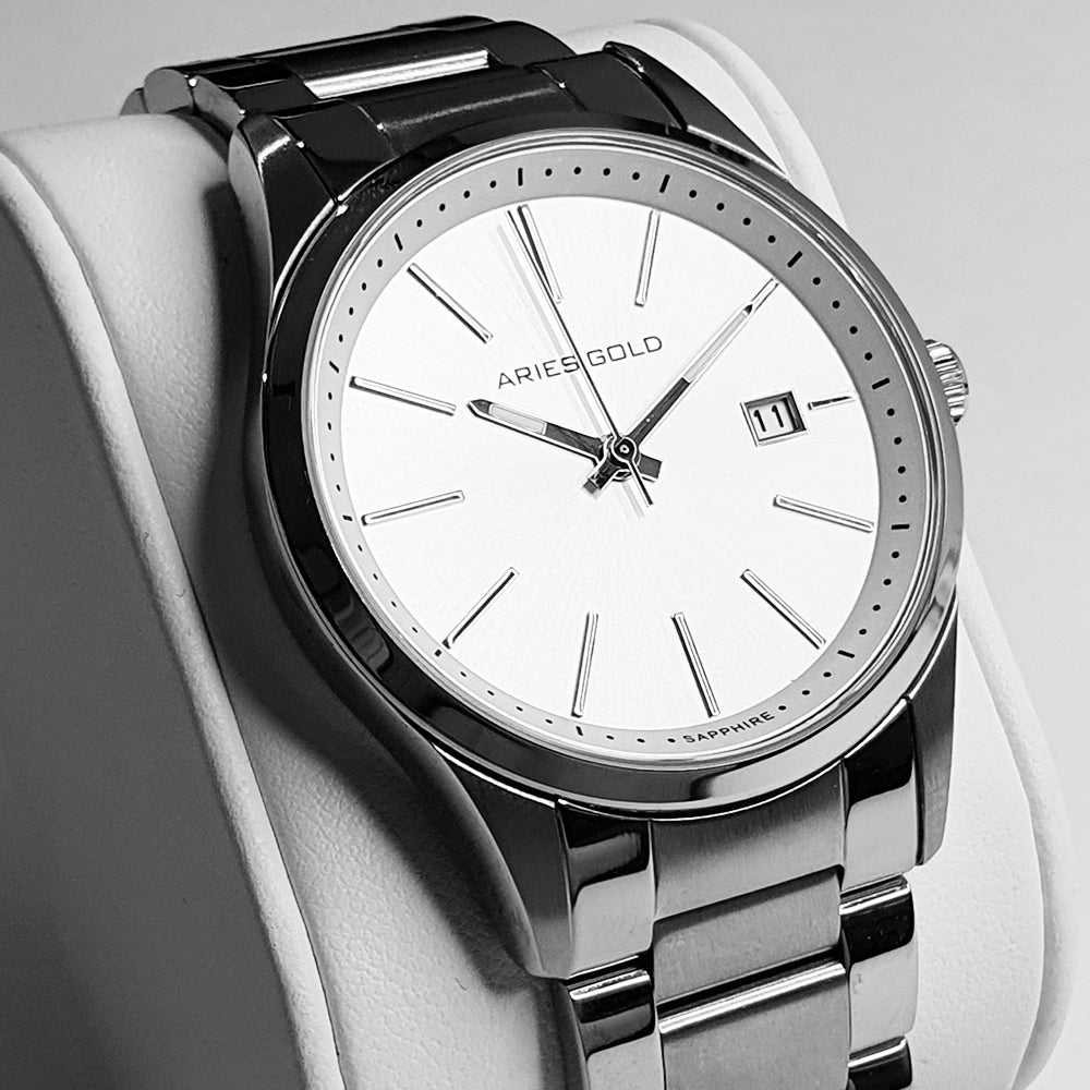 ARIES GOLD URBAN CLASSIC Silver Stainless Steel Men's Watch G120B - Stylish Dress Watch for Business, Formal Occasions & Everyday Wear