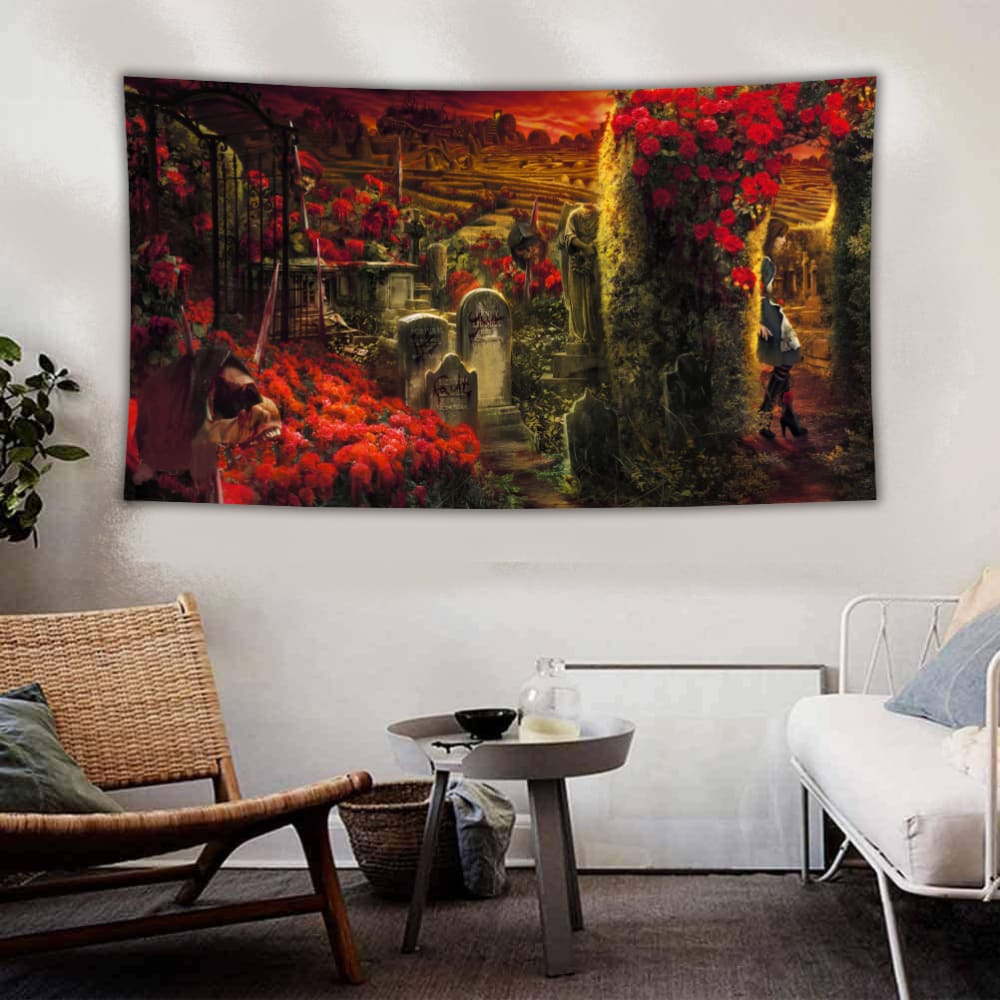 All Paths Lead to Death Tapestry - Gothic Wall Hanging Decor for Bedroom, Living Room & Dorm - Dark Fantasy Art Home Decor