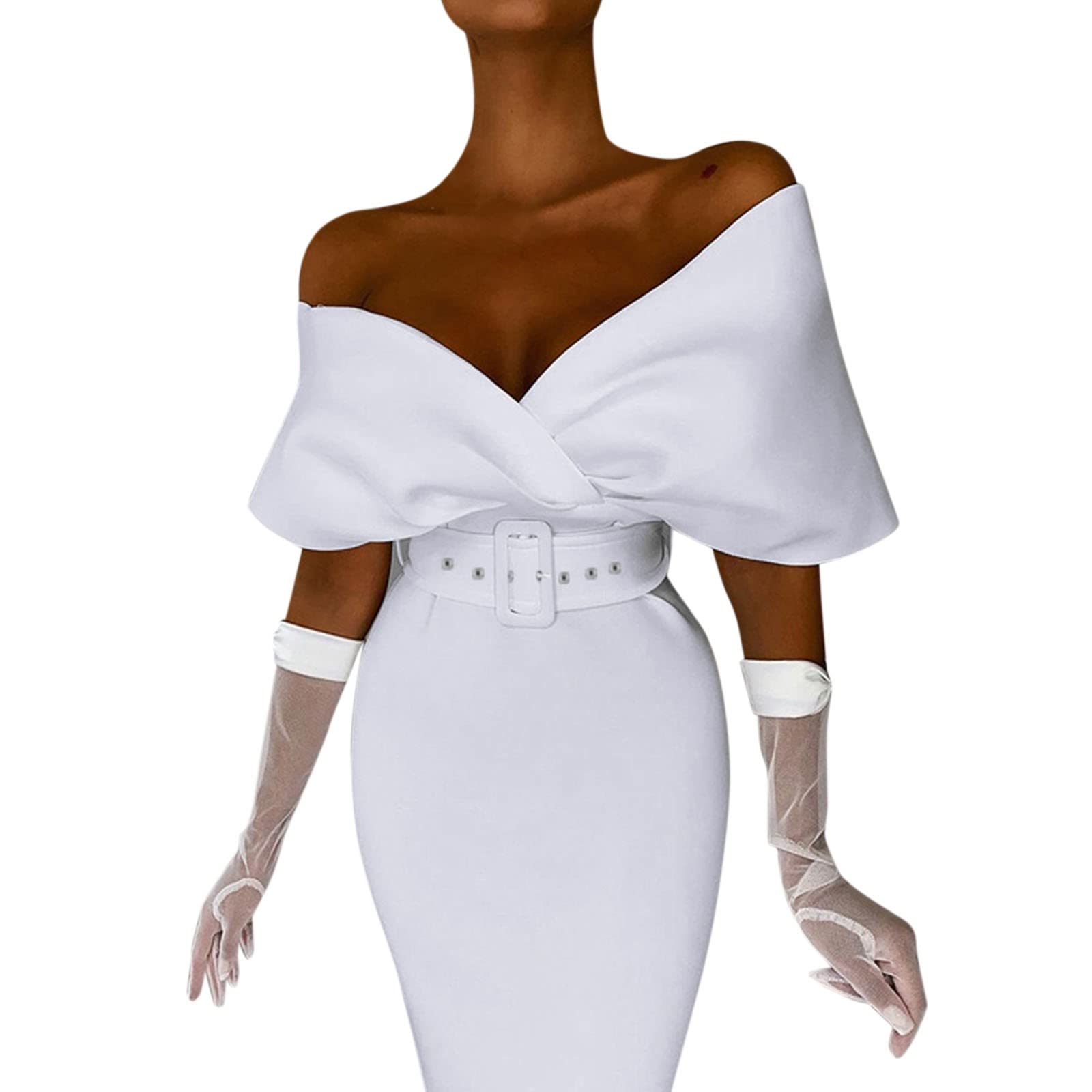 Sexy Bodycon Mini Dress for Women - Elegant Off Shoulder Solid Color Sheath Dress for Party, Club & Evening Wear | Comfy & Stylish Night Out Outfit