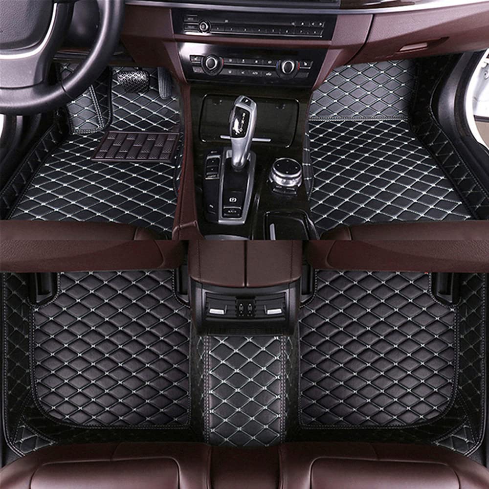 All-Weather Floor Mats for Volkswagen Atlas 2016-2020 - Heavy Duty Car Floor Liners Full Set (Black/Beige) | Perfect for Off-Road, Winter Snow & Mud Protection
