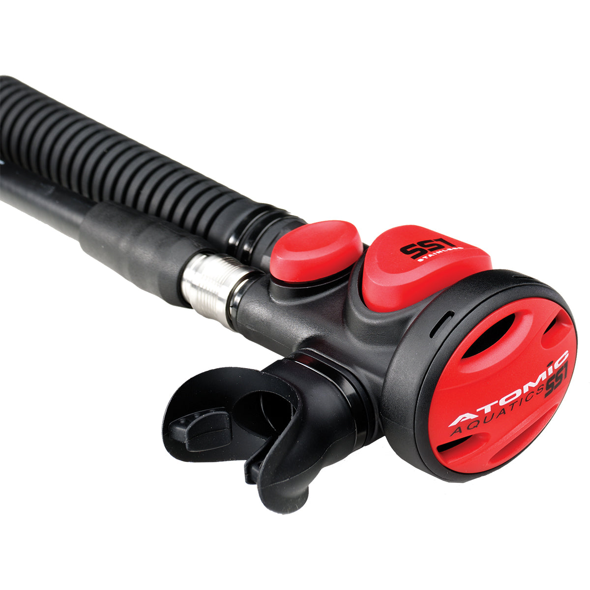 Atomic Aquatics SS1 Stainless Steel Scuba Diving Snorkel - Red | Comfortable & Durable for Ocean, Pool & Freediving Adventures