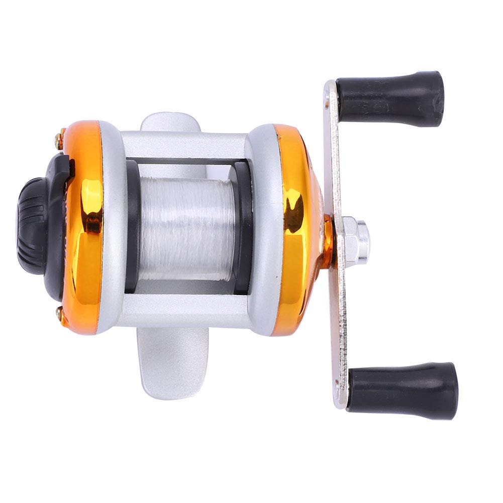 Premium Golden Ice Fishing Reel - Heavy Duty Trolling Wheel with Wire for Winter Ice Fishing | Ideal for Ice Anglers & Cold Weather Fishing Adventures