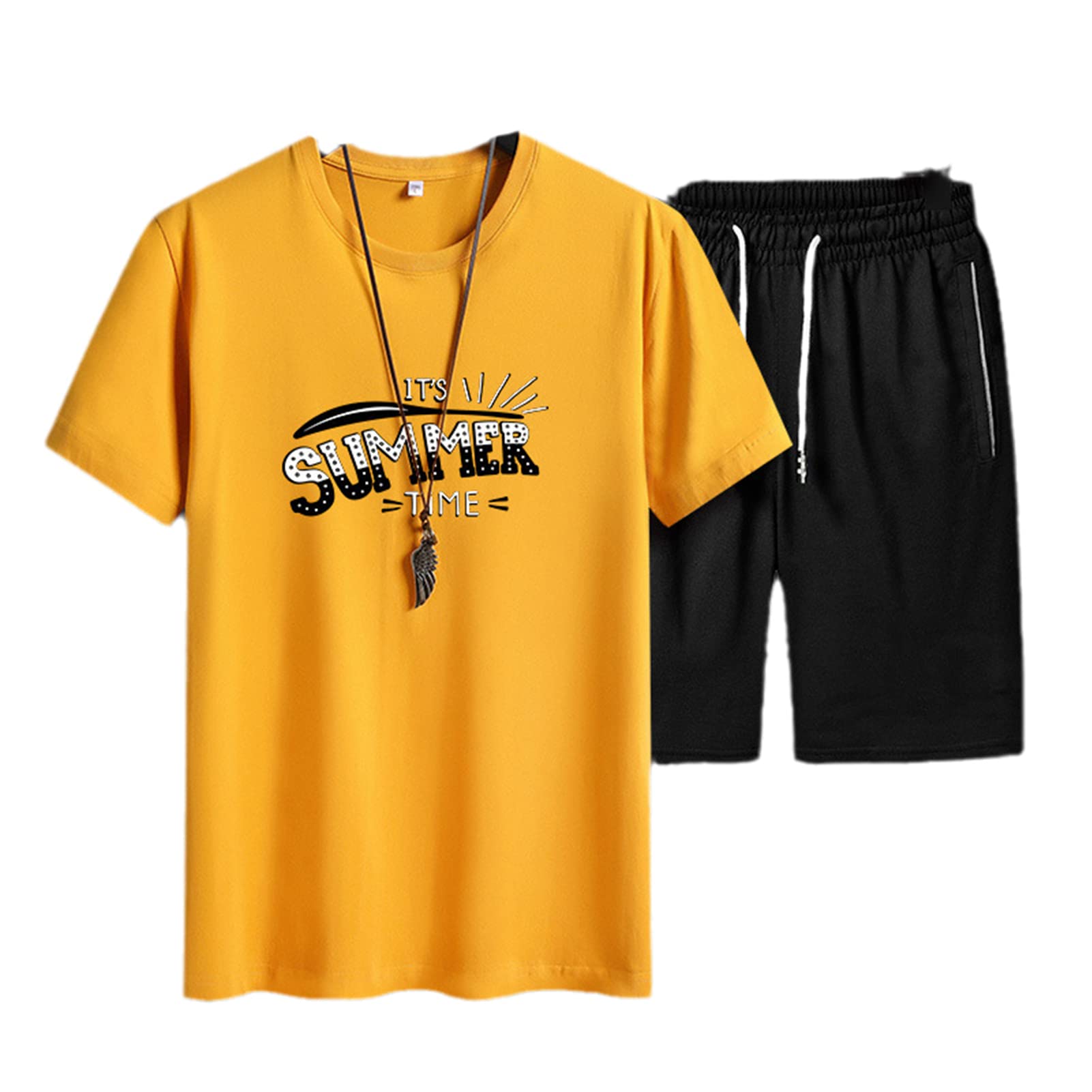 Men's Summer Tracksuit Set - Short Sleeve T-Shirt & Sport Shorts | Casual Jogger Outfit for Gym, Running & Lounge Wear