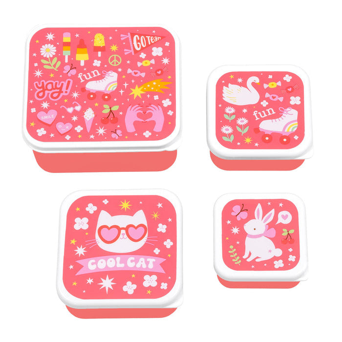 A Little Lovely Company Lunch & Snack Box Set - Fun Bento Box with Compartments for Office, School & Picnic - Perfect for Meal Prep, Kids Lunch & On-the-Go Snacks