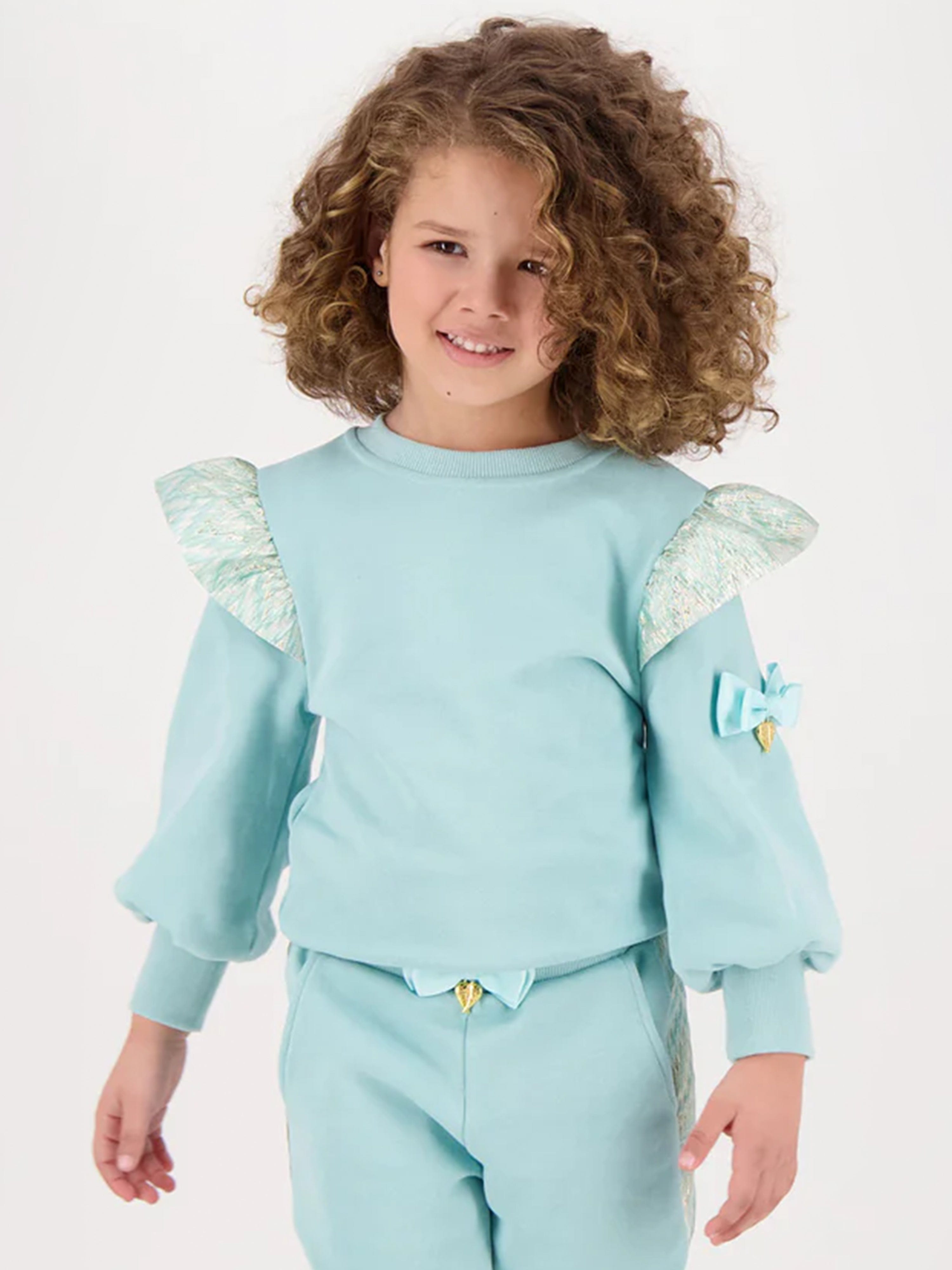 Angels Face Girls Posh Sweatshirt - Soft Blue Pullover for Kids | Cute Casual Outfit for School, Playdates & Family Photos