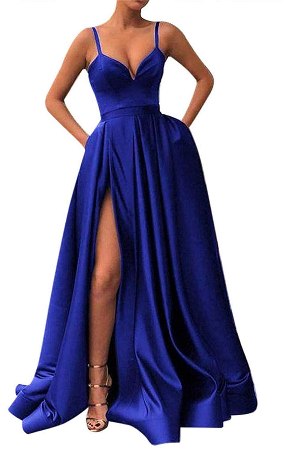 Elegant Long Satin Prom Dresses with High Slit - Formal Evening Gowns for Homecoming, Prom Night & Special Occasions