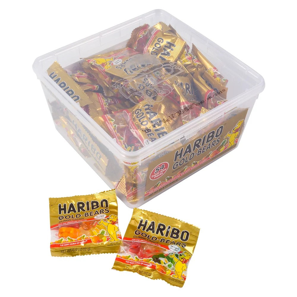 Haribo Goldbears Gummi Candy - 54 Count Bulk Pack of Mini Treat Size Bags | Soft & Chewy Fruit Flavored Bears | Perfect for Halloween, Party Favors, Office Snacks & Kids Lunch Boxes