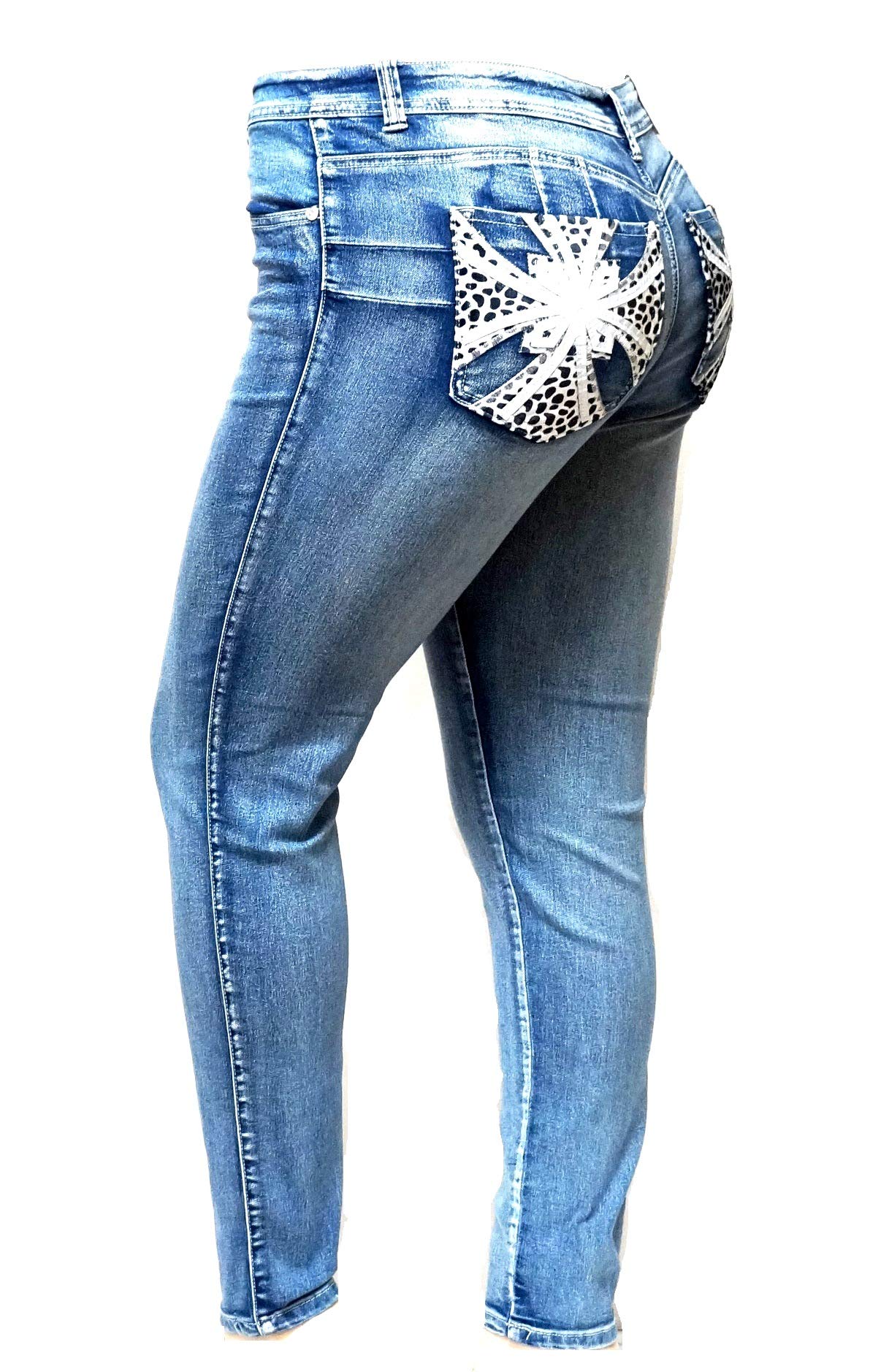 Jack David Handcrafted Women's Plus Size Stretch Denim Jeans - Premium Blue & Black Slim Bootcut Skinny Pants for Casual Wear, Work & Night Out
